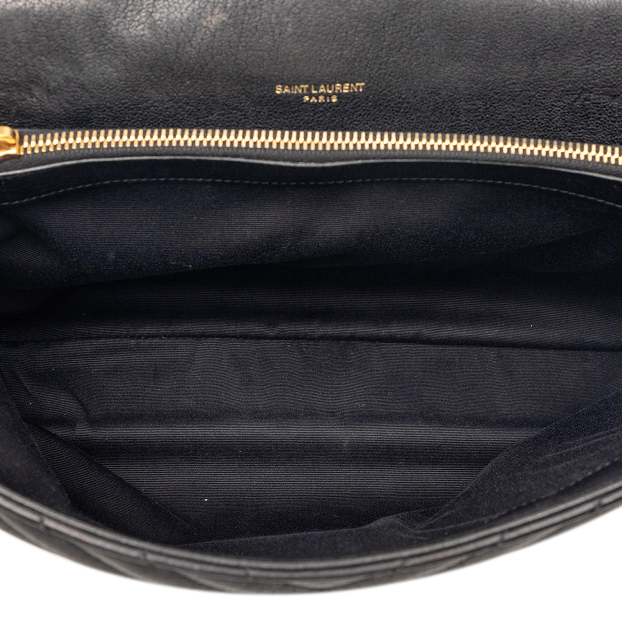 Saint Laurent Large Chevron Sheepskin Monogram College Satchel