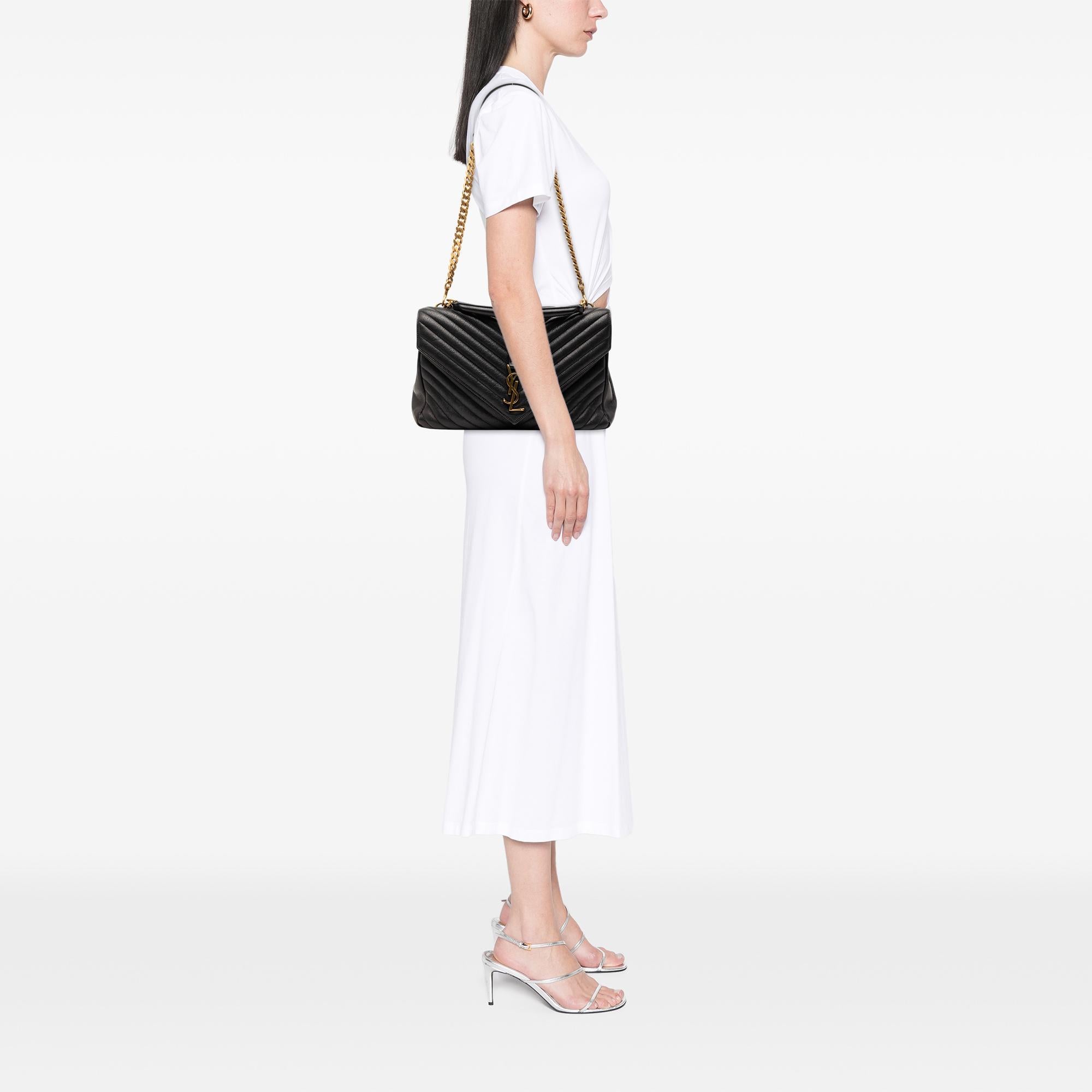 Saint Laurent Large Chevron Sheepskin Monogram College Satchel
