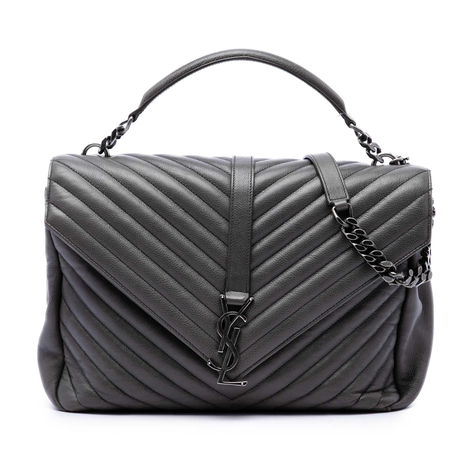 Saint Laurent Large Chevron Sheepskin Monogram College Satchel