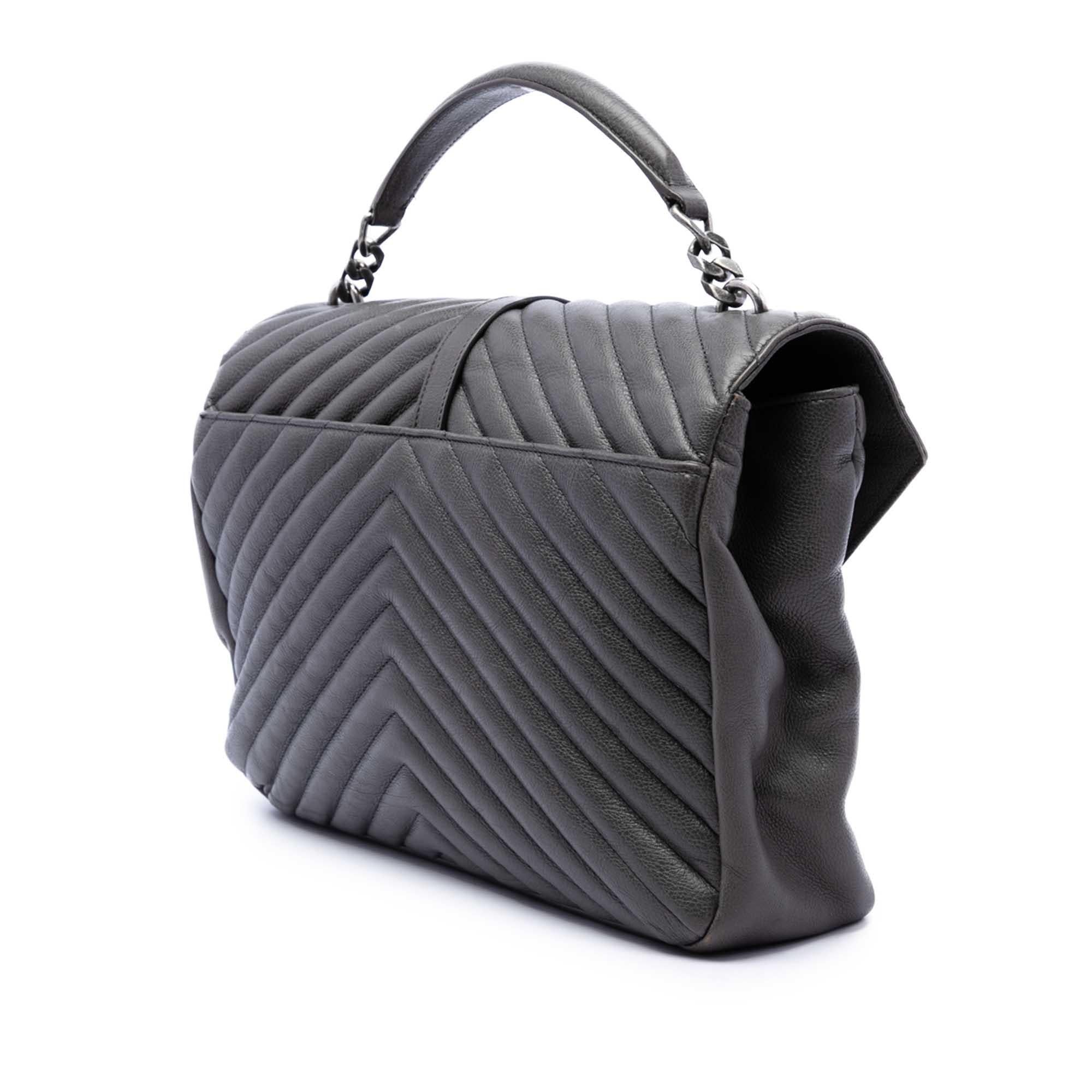 Saint Laurent Large Chevron Sheepskin Monogram College Satchel