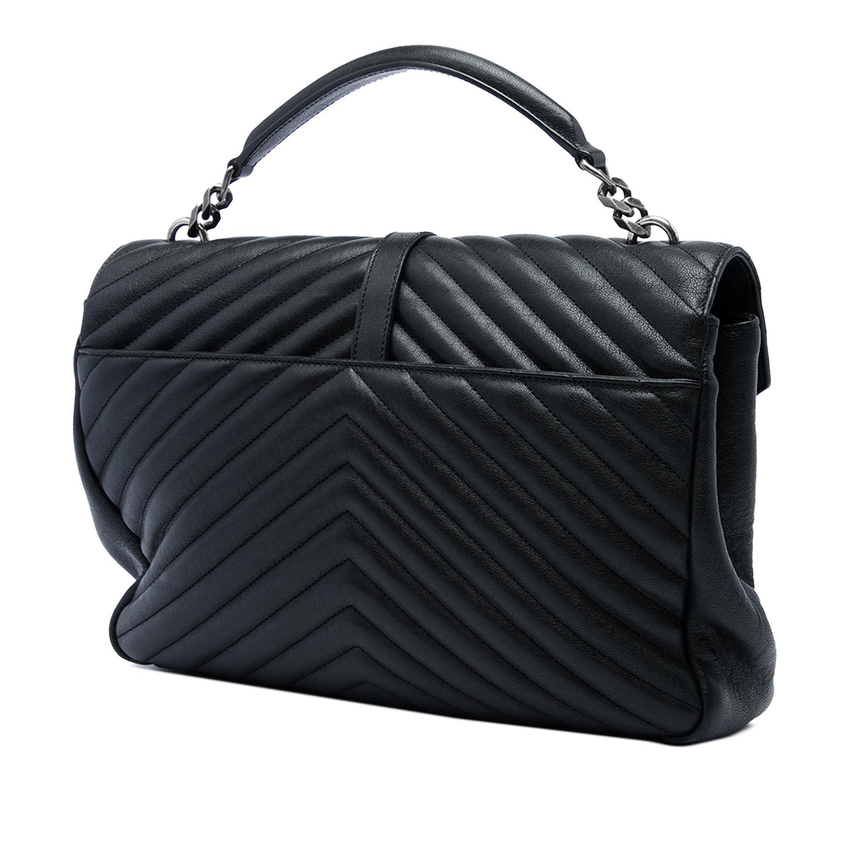Saint Laurent Large Chevron Sheepskin Monogram College Satchel