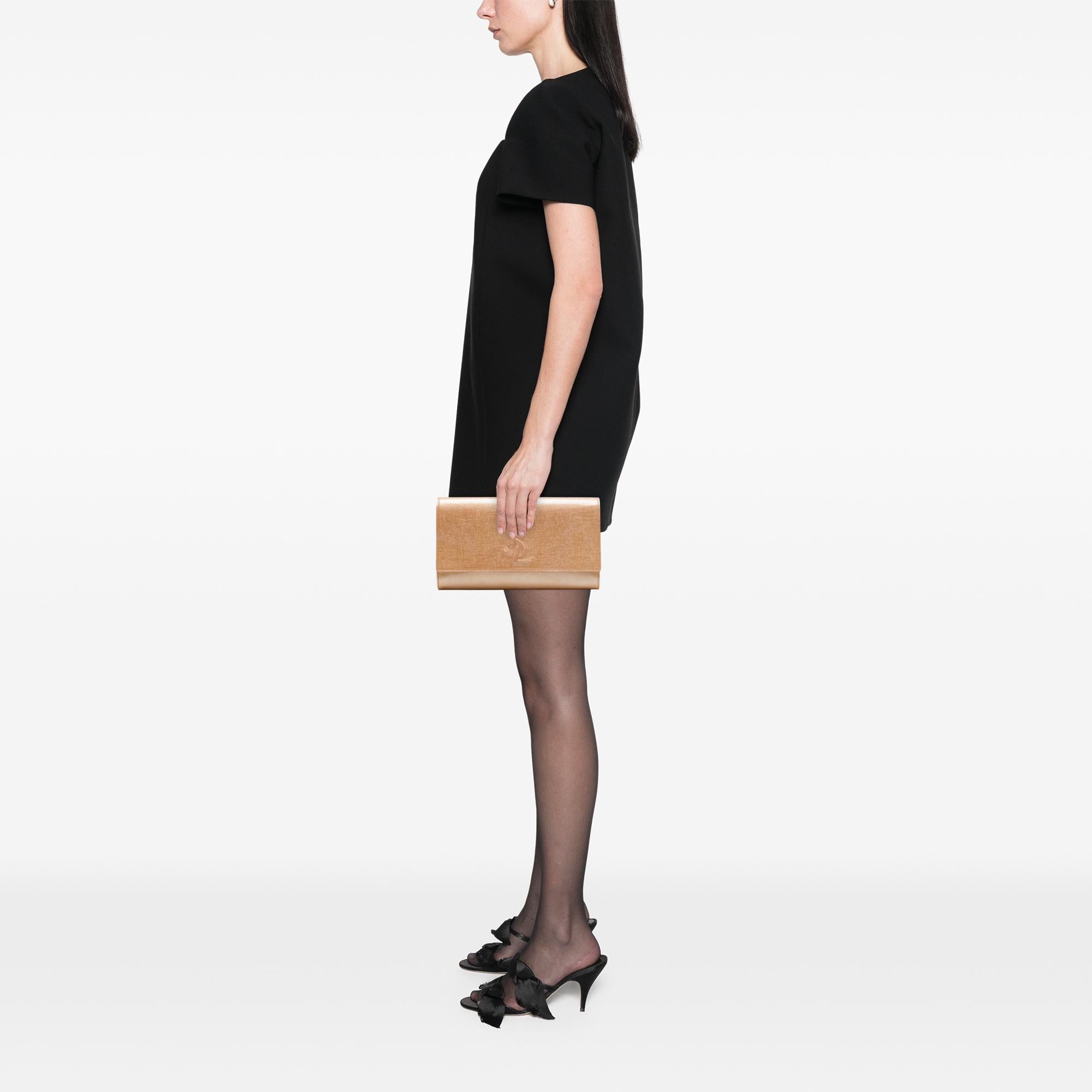 Saint Laurent Large Textured Patent Monogram Belle De Jour Clutch