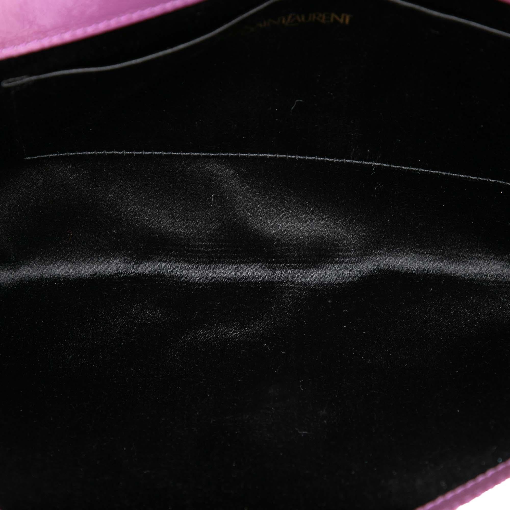 Saint Laurent Large Textured Patent Monogram Belle De Jour Clutch