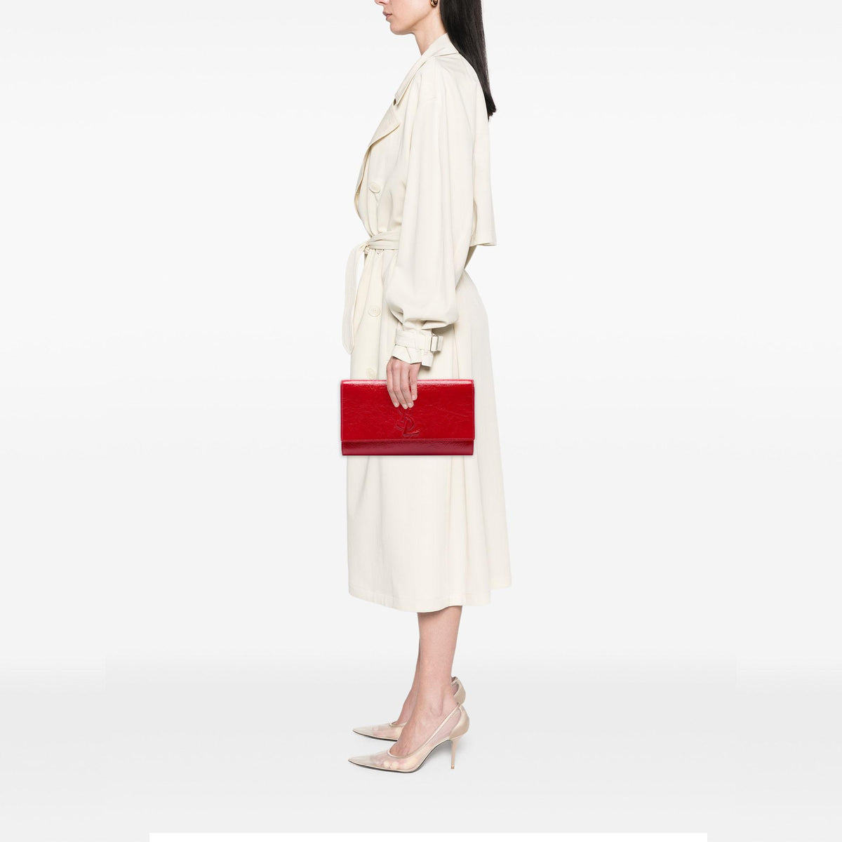 Saint Laurent Large Textured Patent Monogram Belle De Jour Clutch