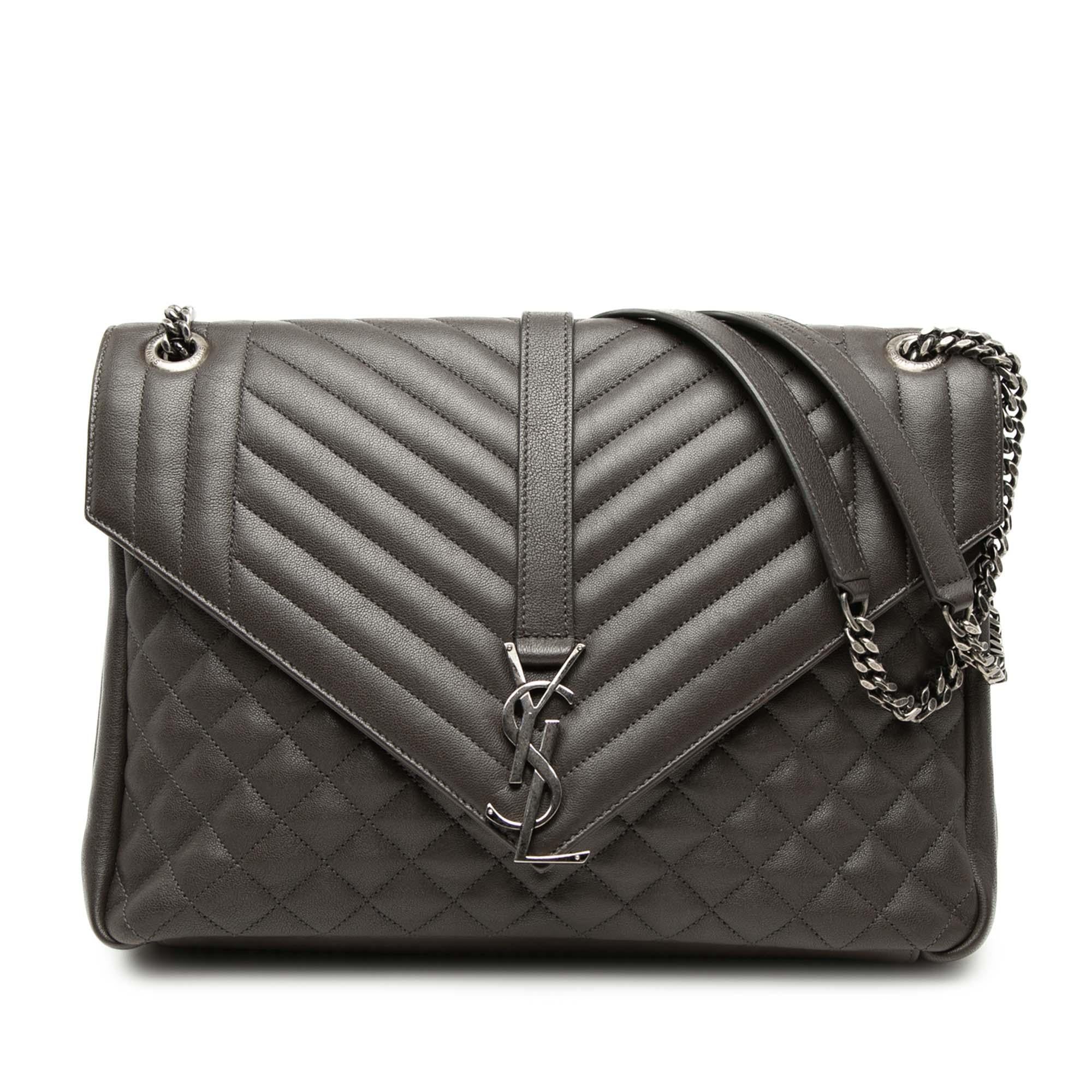 Saint Laurent Large Triquilt Sheepskin Monogram College Bag