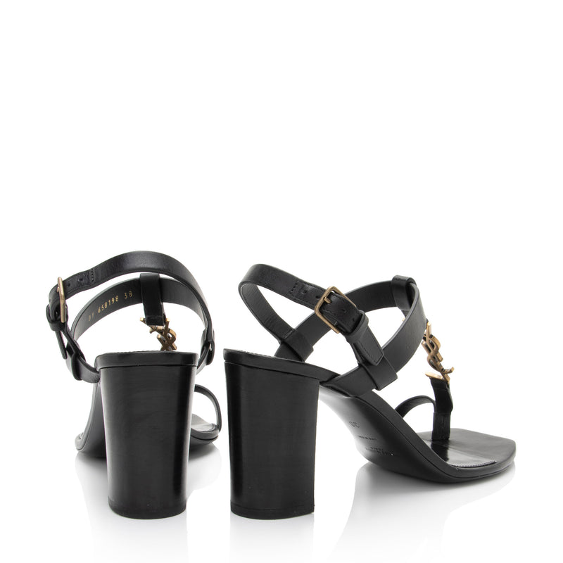 Saint Laurent Leather Cassandra Sandals - Size 8 / 38 (SHF-gm753i)