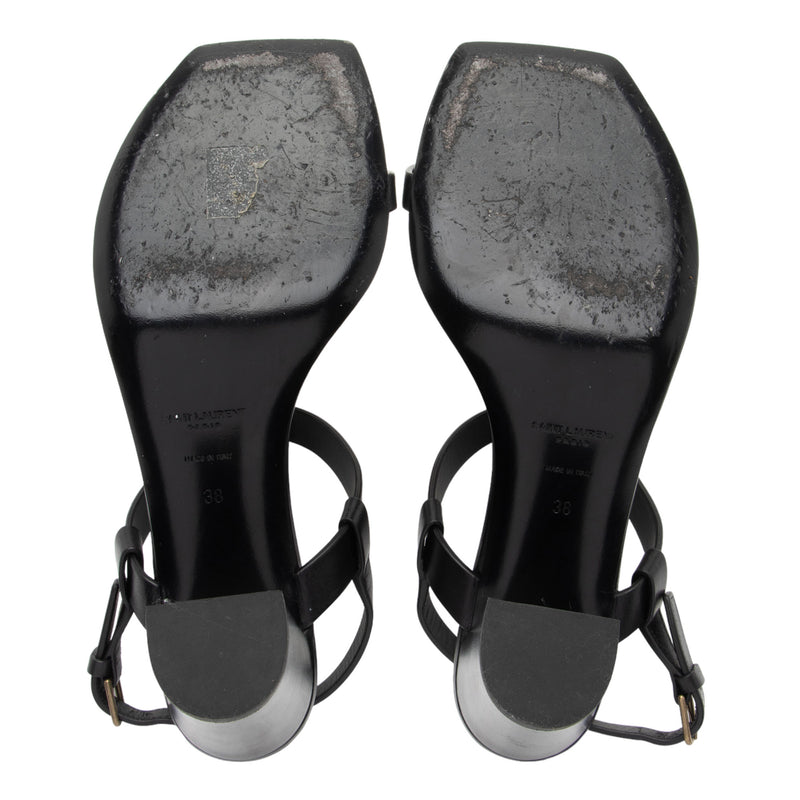 Saint Laurent Leather Cassandra Sandals - Size 8 / 38 (SHF-gm753i)