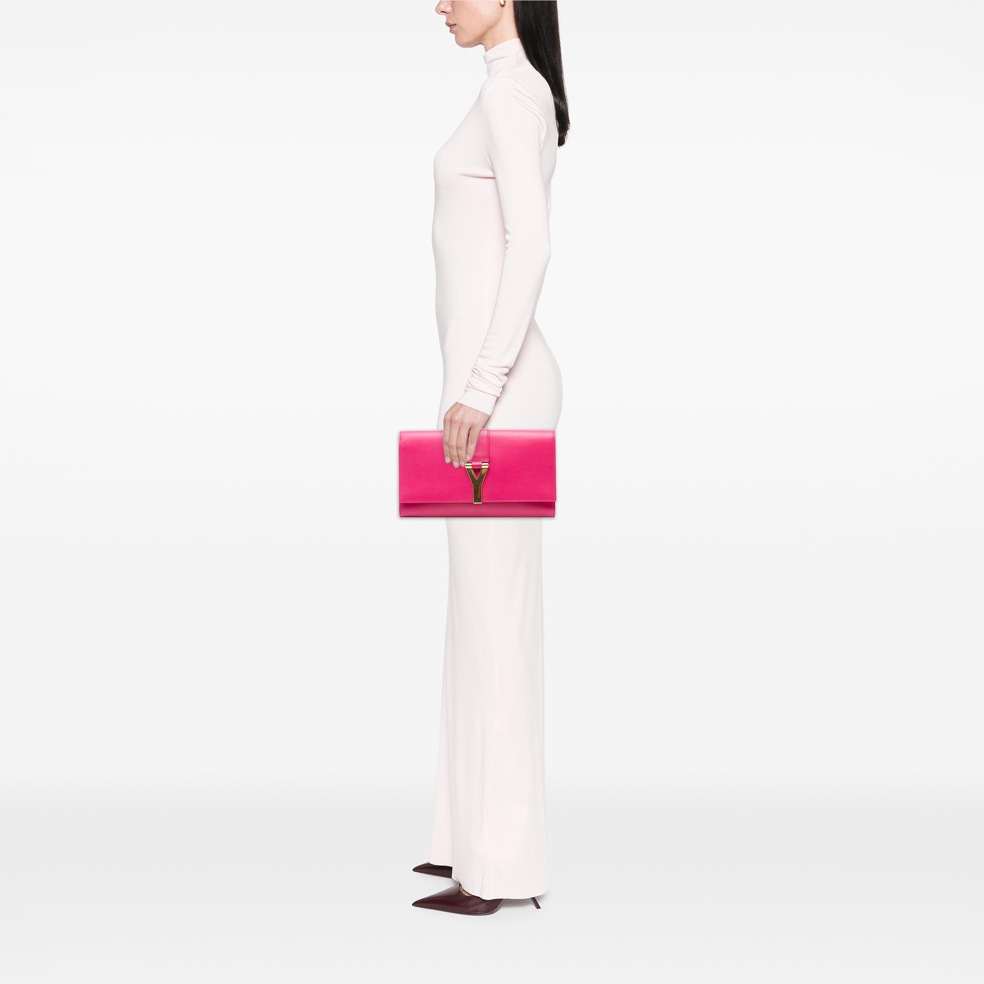 Saint Laurent Leather Chyc Ligne Clutch