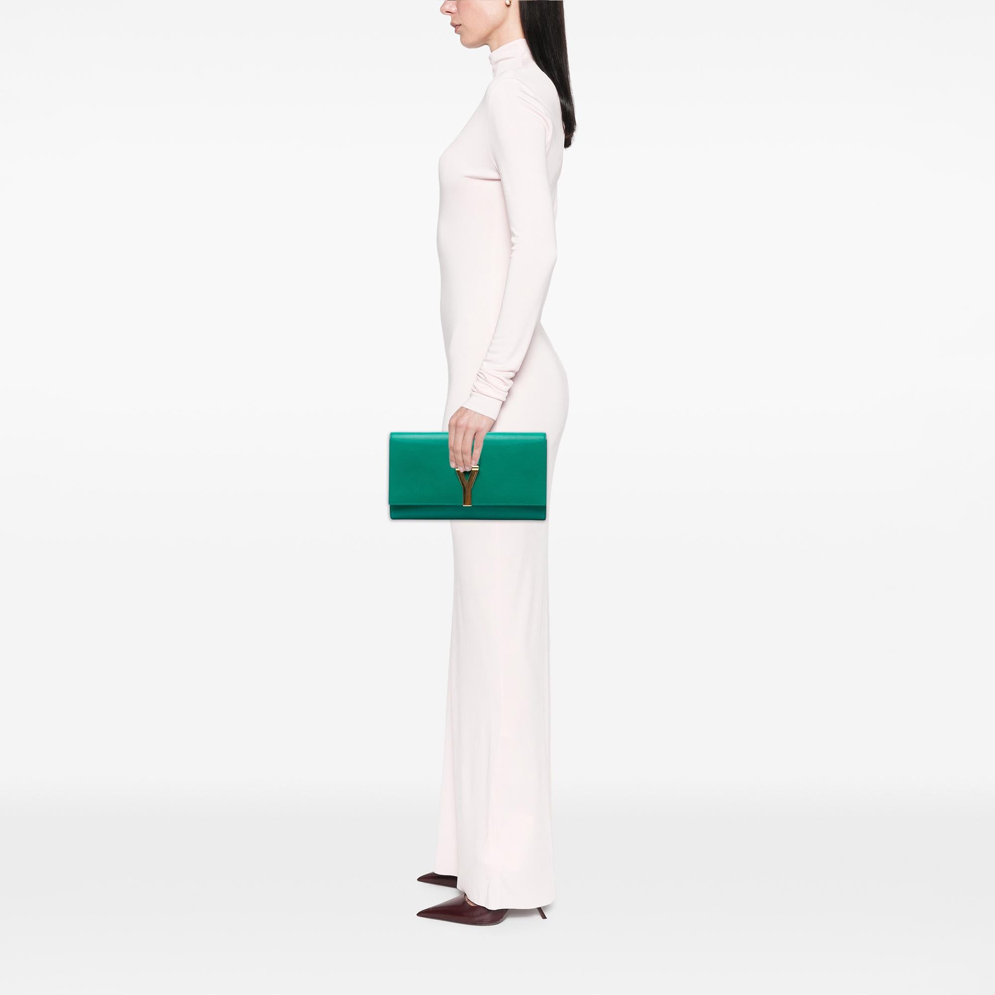 Saint Laurent Leather Chyc Ligne Clutch