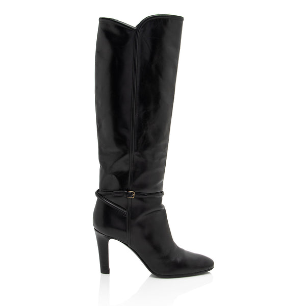 Saint Laurent Leather Jane 90 Knee High Boots - Size 9.5 / 39.5 (SHF-Fp4PR8)