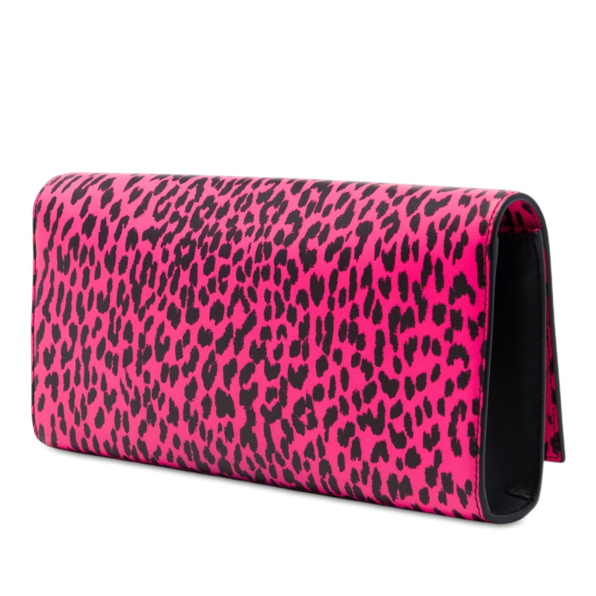 Saint Laurent Leather Leopard Print Monogram Cassandre Clutch