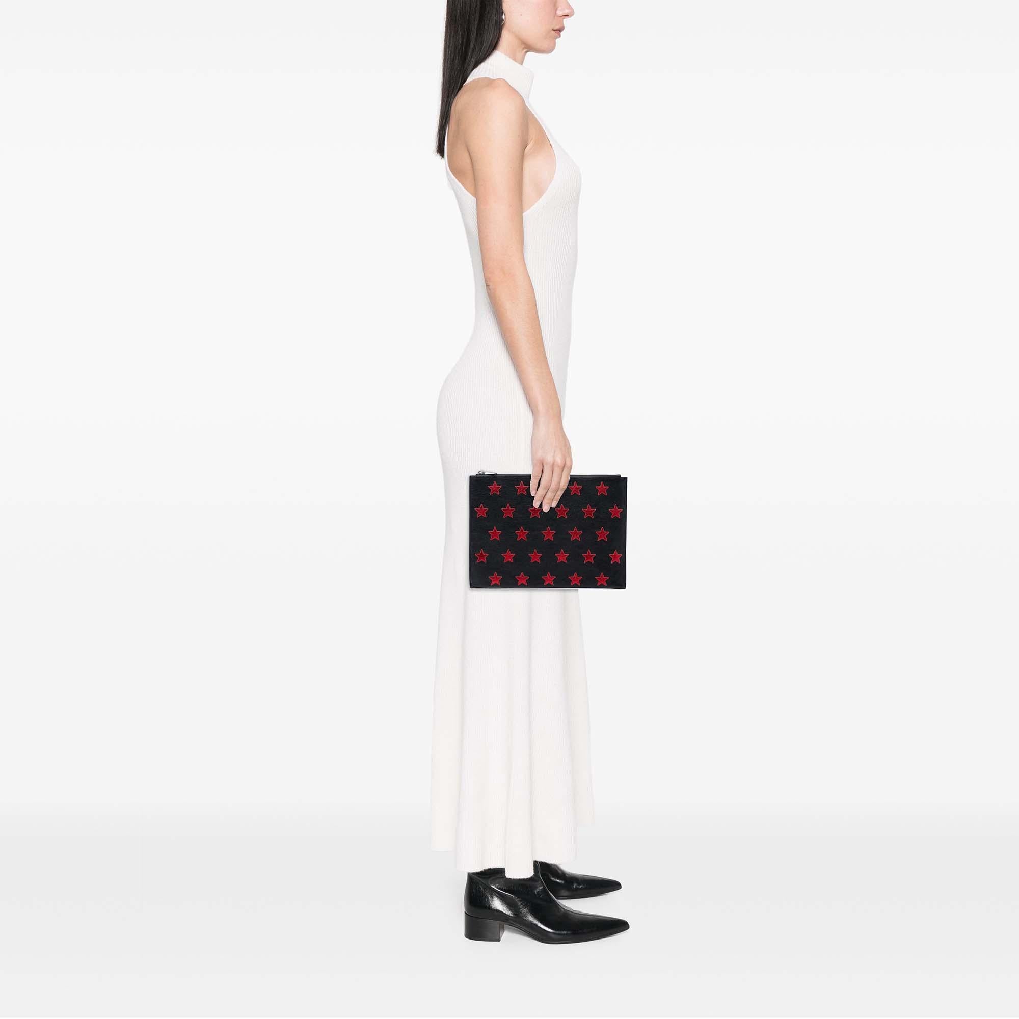 Saint Laurent Leather Star Rider Tablet Pouch