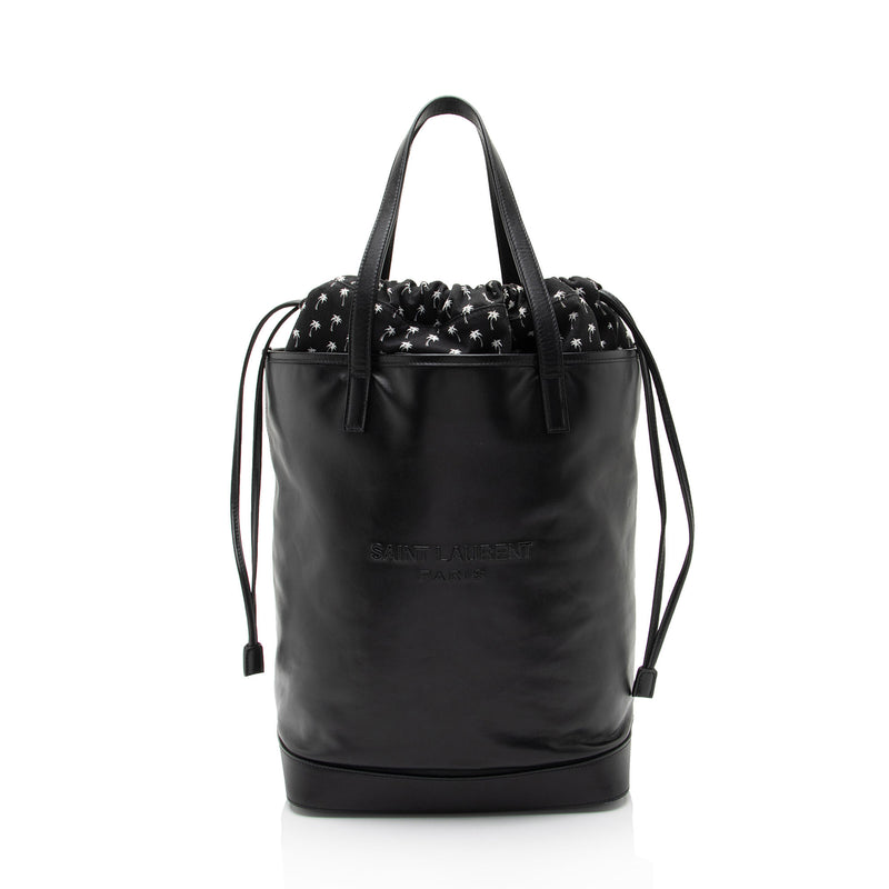 Saint Laurent Leather Teddy Large Bucket Bag (SHF-s2ALK4)