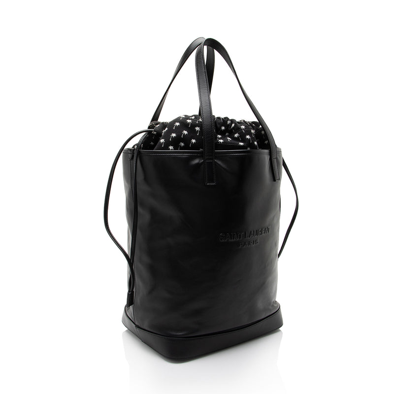 Saint Laurent Leather Teddy Large Bucket Bag (SHF-s2ALK4)