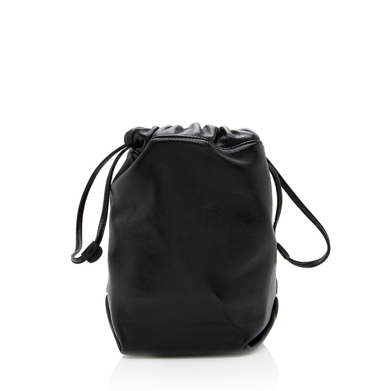 Saint Laurent Leather Logo Teddy Small Bucket Bag (SHF-19561)