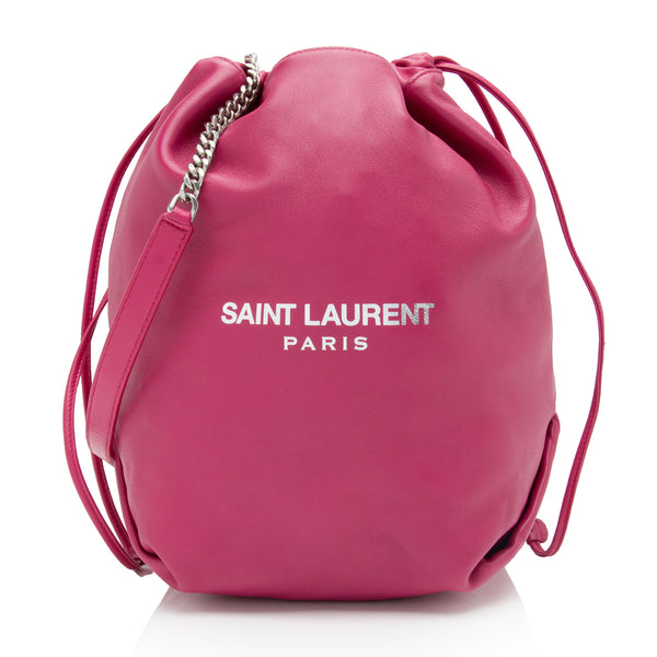 Saint Laurent Leather Teddy Small Bucket Bag (SHF-xicq3g)