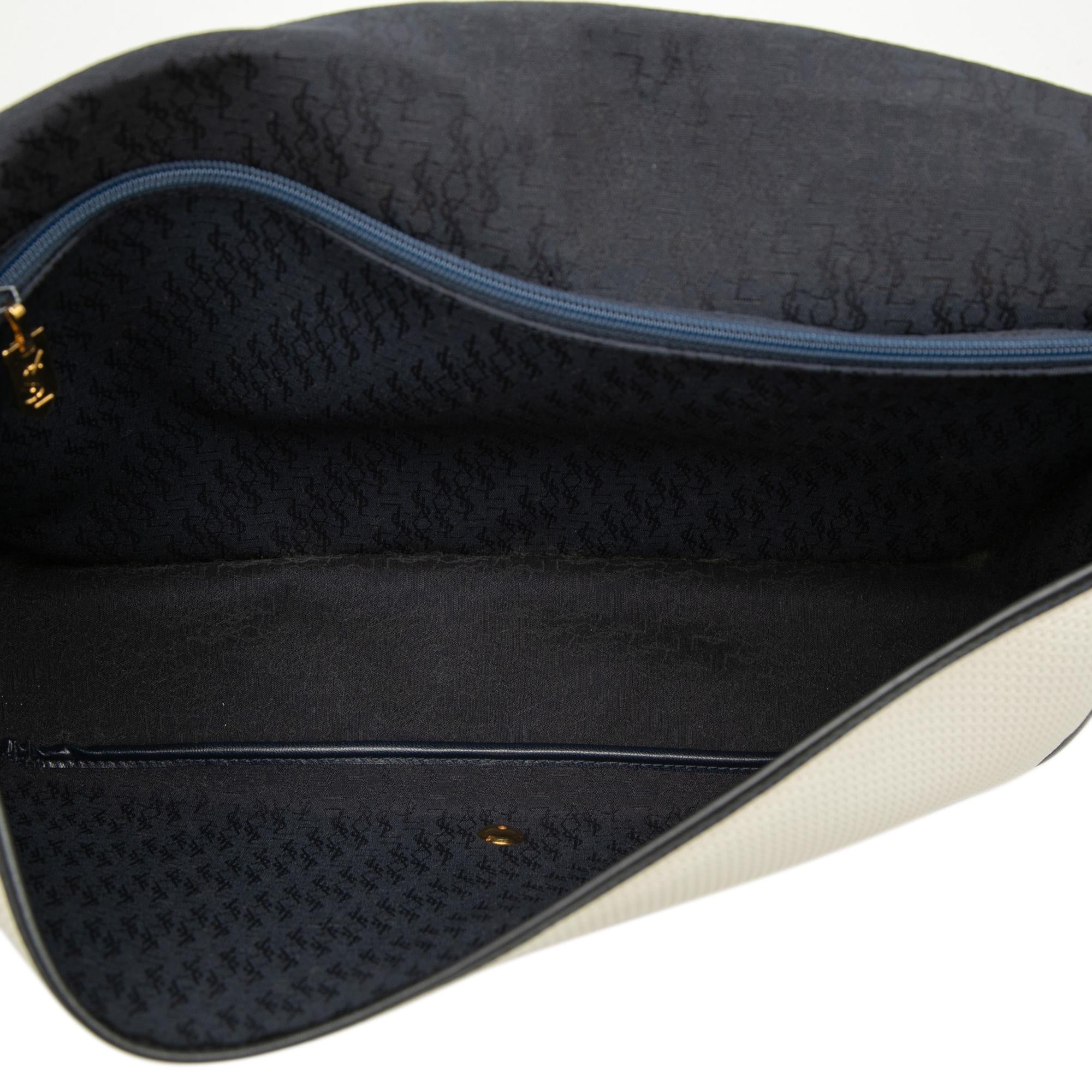 Saint Laurent Leather Trimmed Canvas Messenger Bag