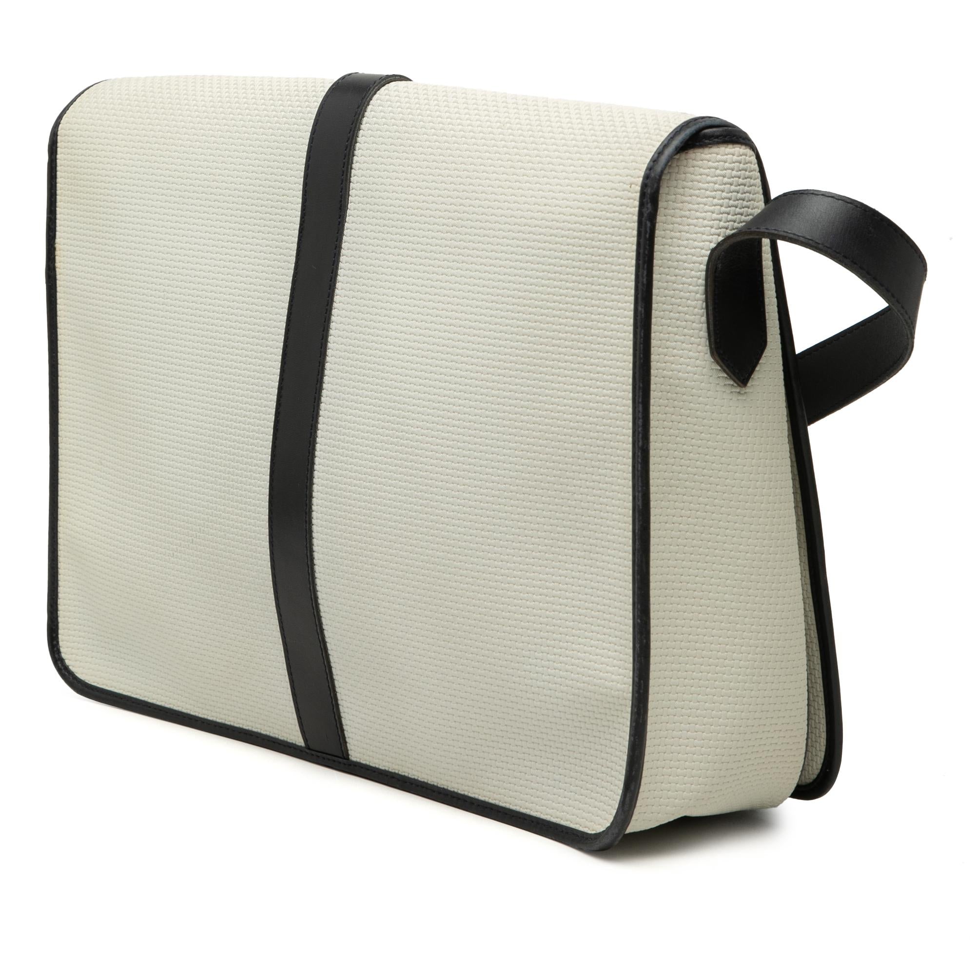 Saint Laurent Leather Trimmed Canvas Messenger Bag