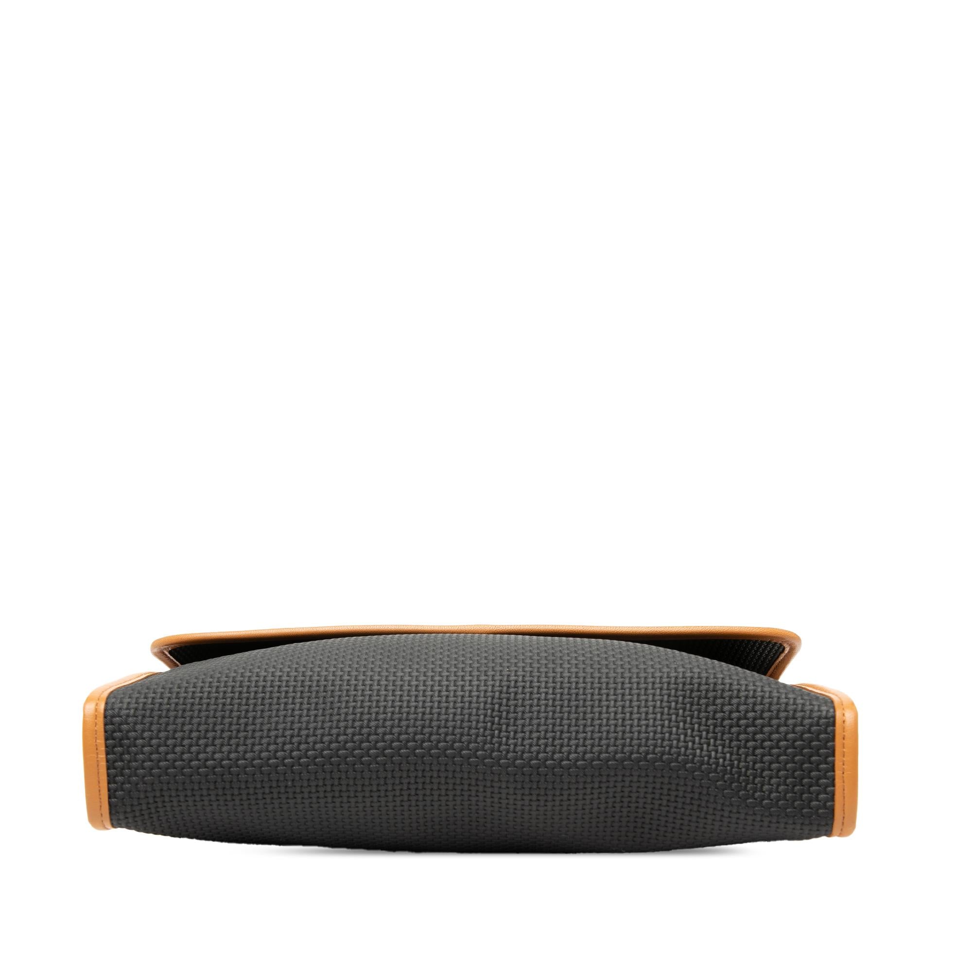 Saint Laurent Leather Trimmed Coated Canvas Clutch