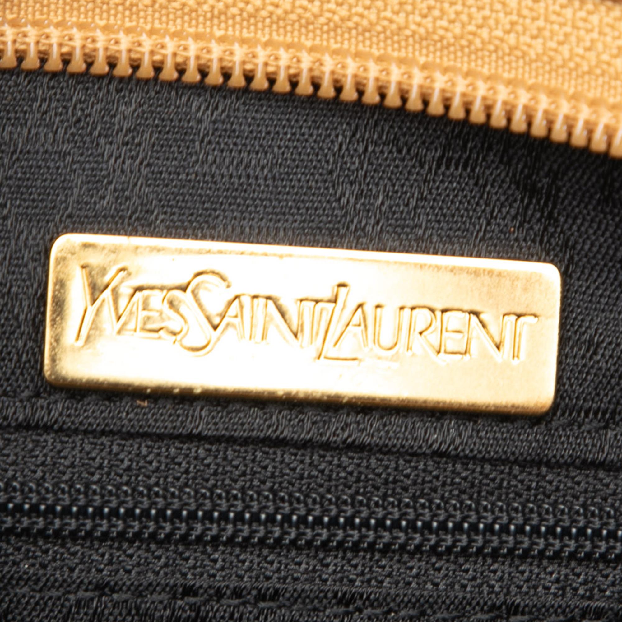 Saint Laurent Leather Trimmed Coated Canvas Clutch