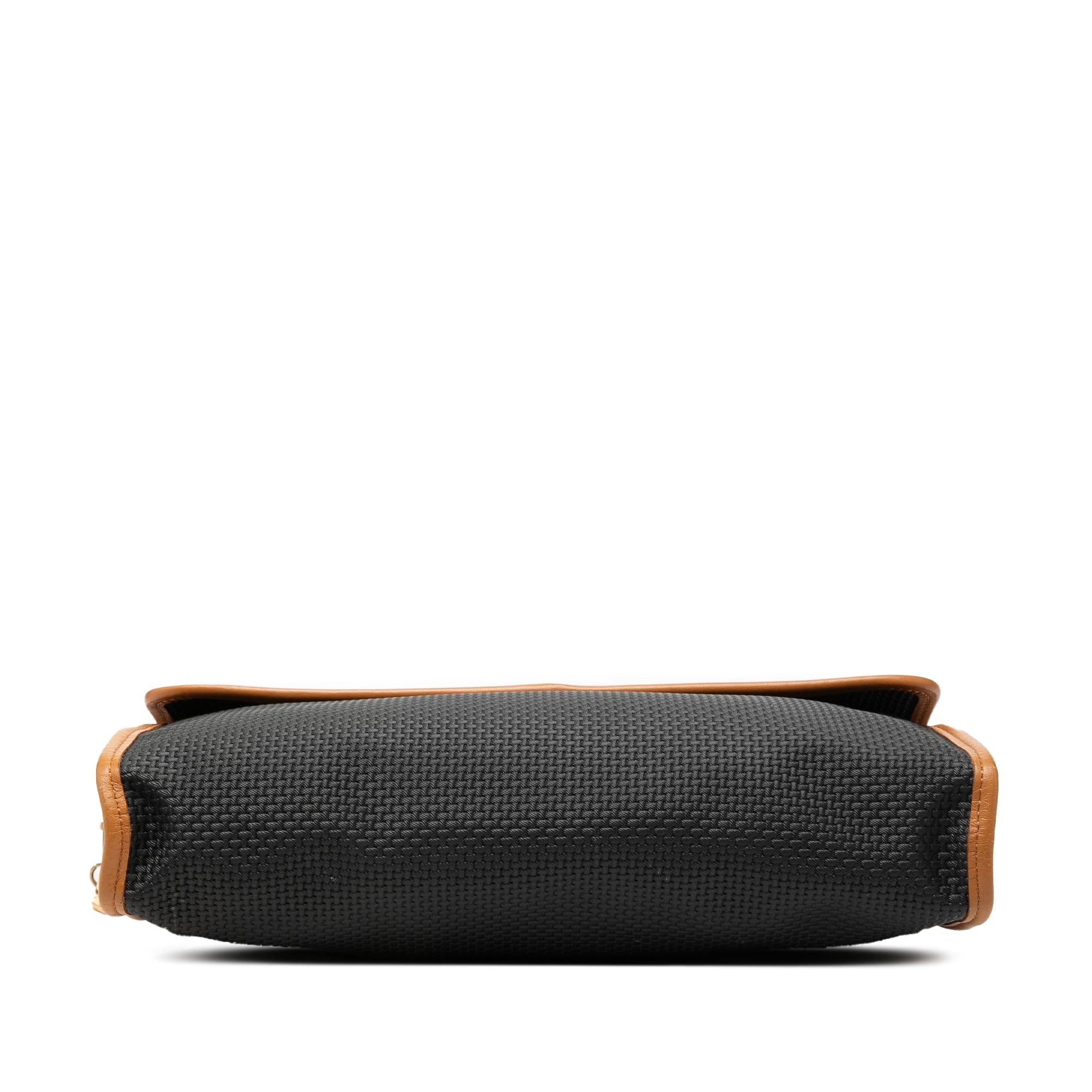 Saint Laurent Leather Trimmed Coated Canvas Clutch