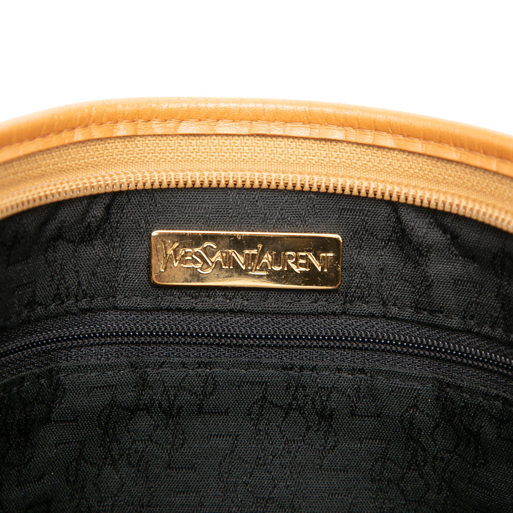 Saint Laurent Leather Trimmed Coated Canvas Clutch