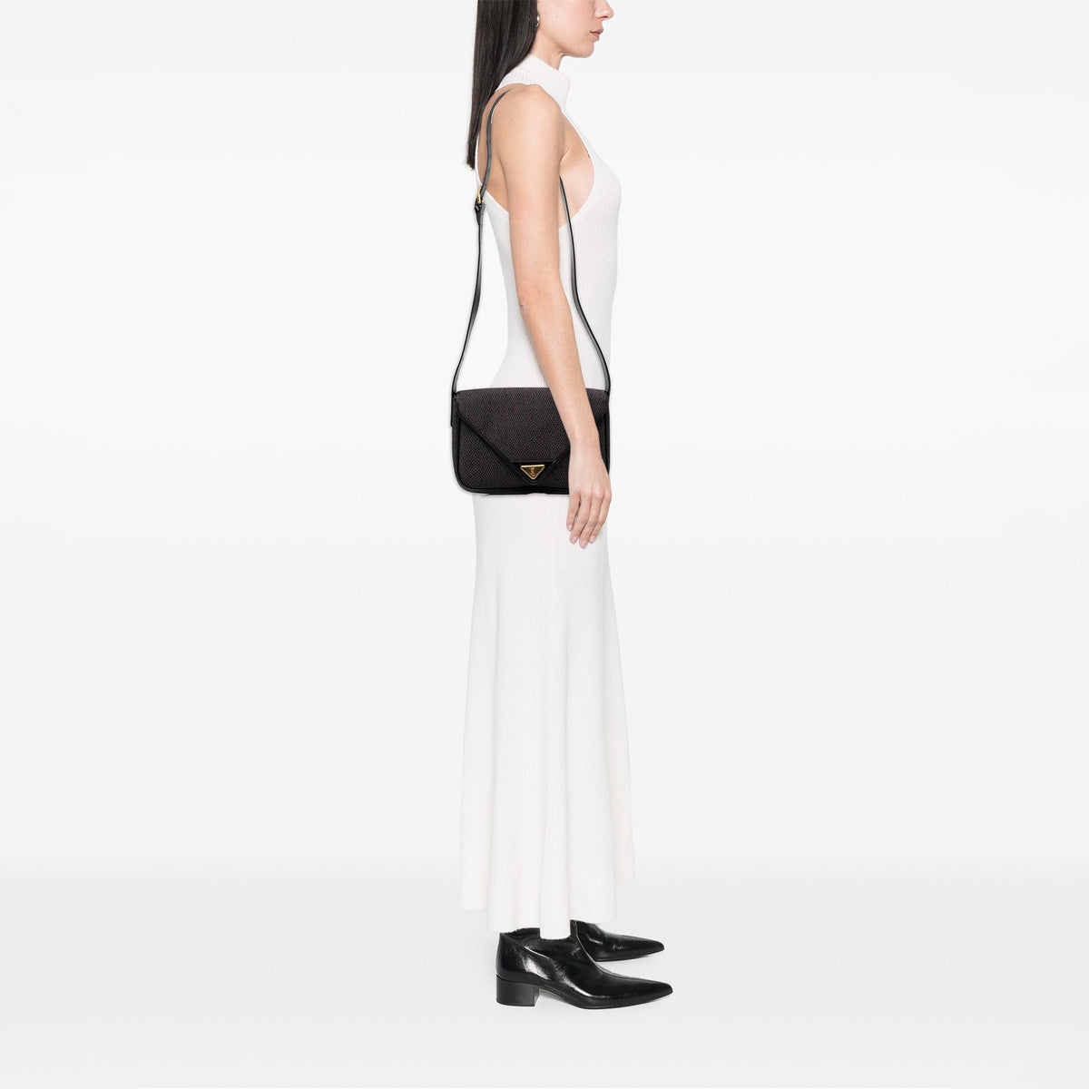 Saint Laurent Leather Trimmed Coated Canvas Crossbody
