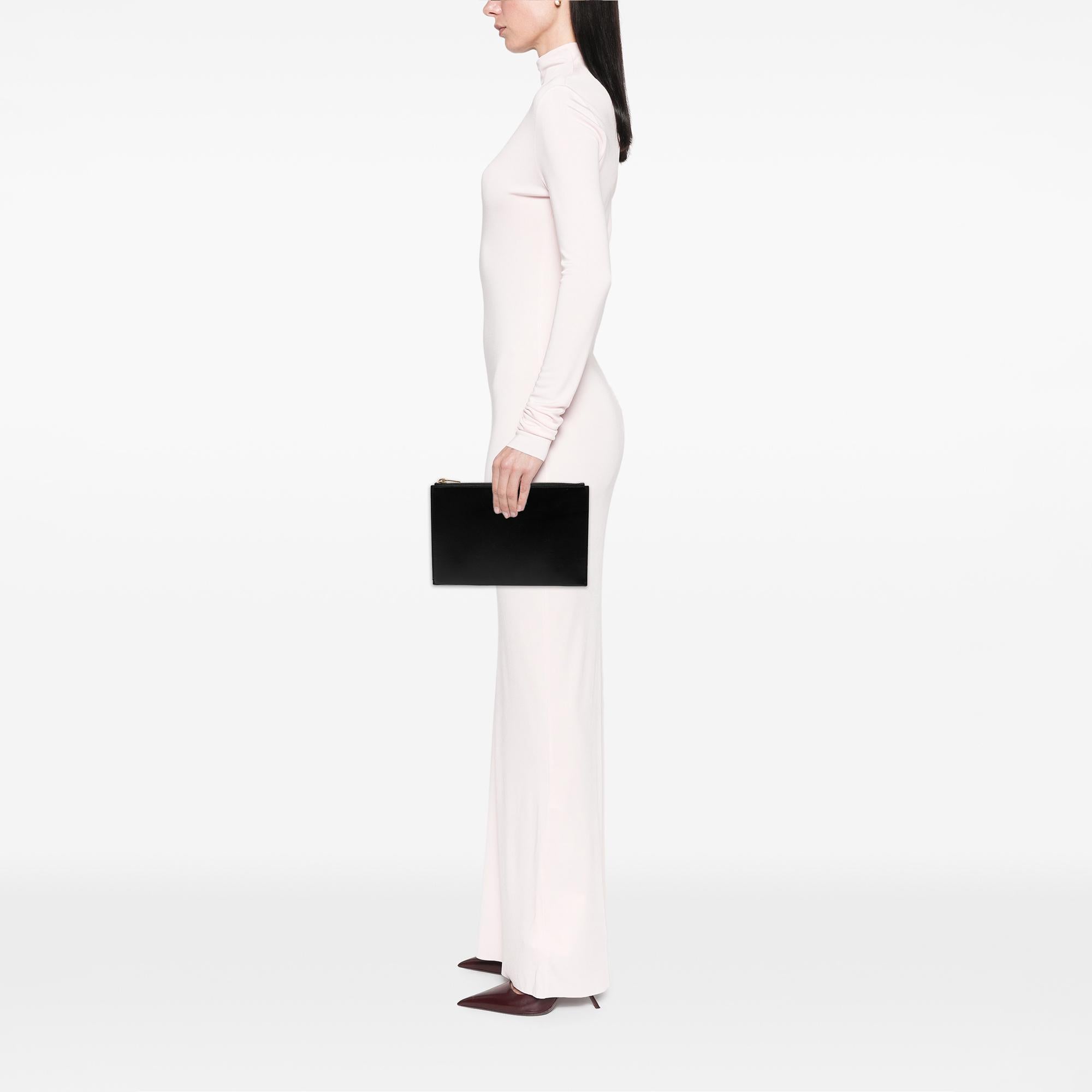 Saint Laurent Leather Zip Clutch