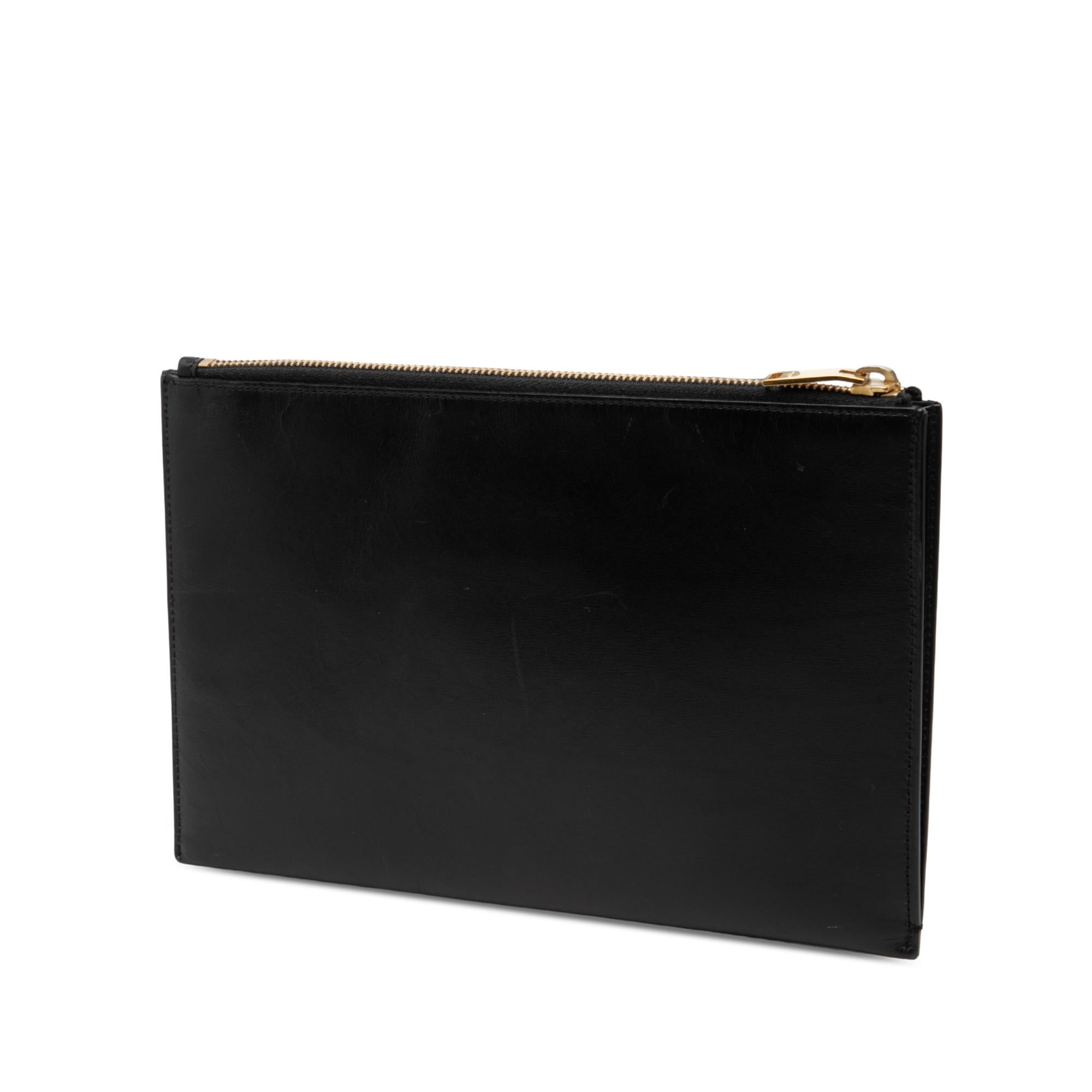 Saint Laurent Leather Zip Clutch