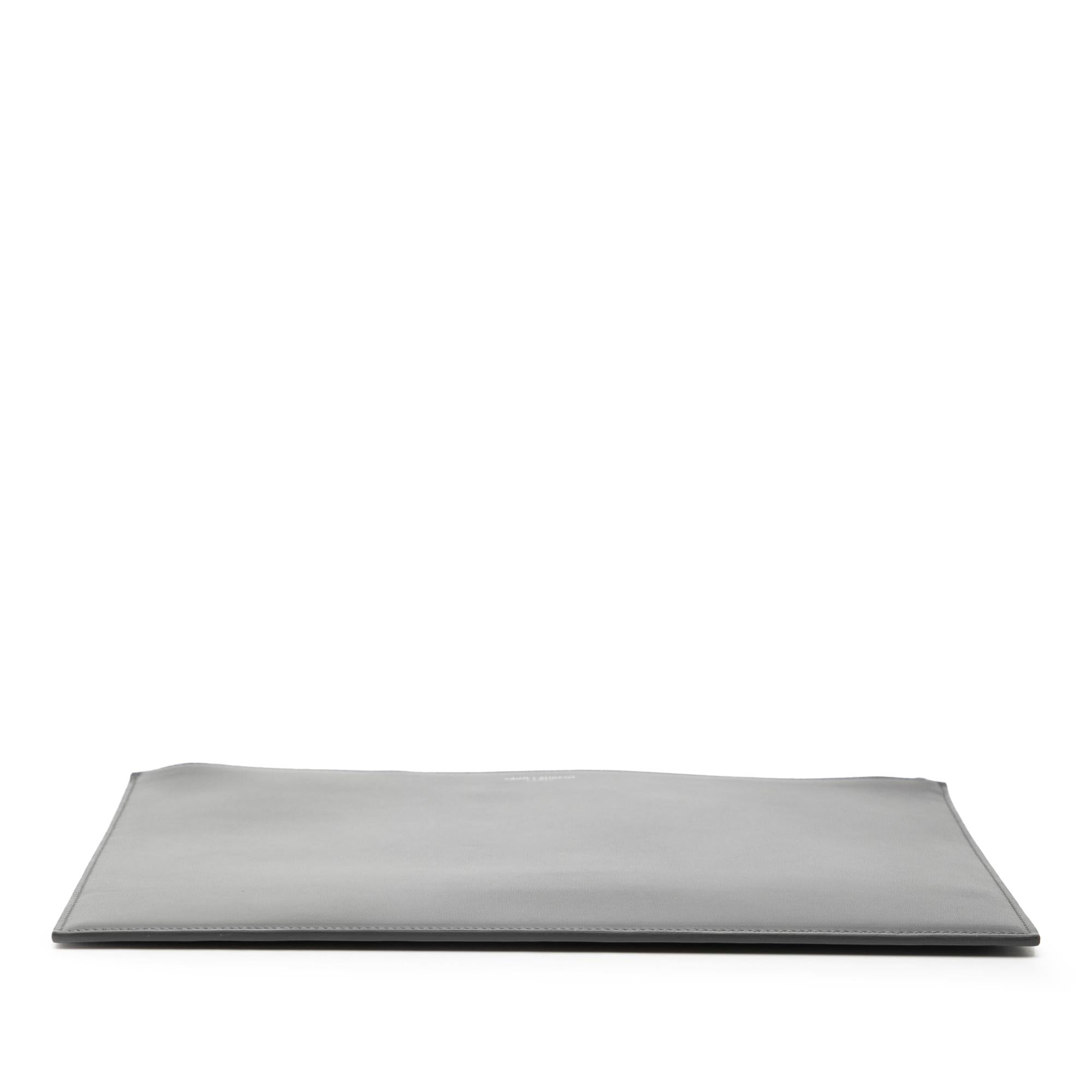 Saint Laurent Leather Zip Clutch