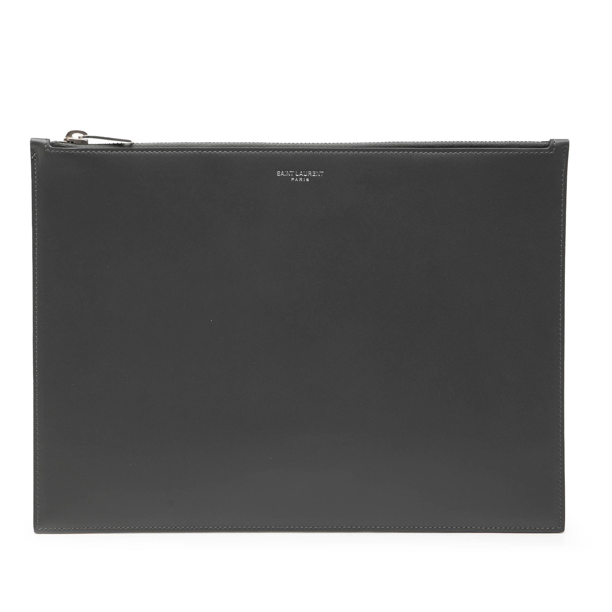 Saint Laurent Leather Zip Clutch