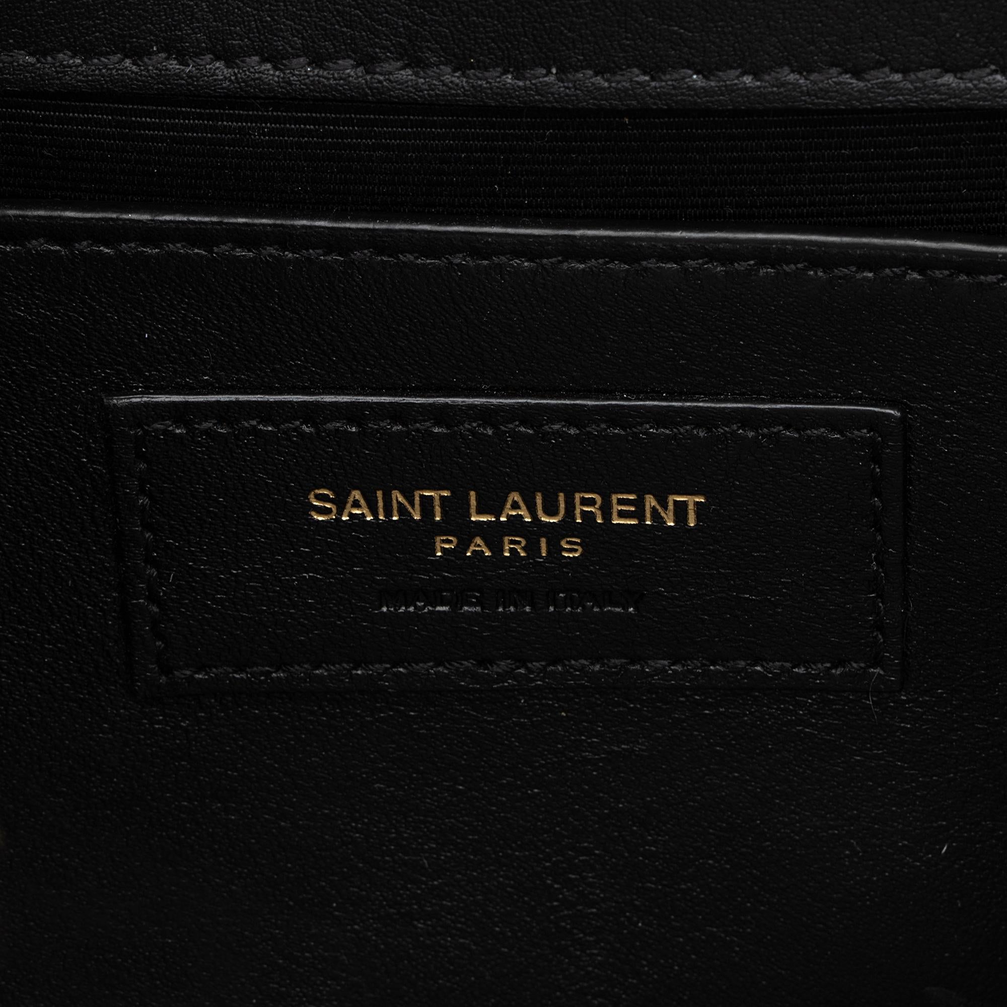 Saint Laurent Leopard Heart Print Leather Monogram Kate Chain Small Shoulder Bag (SHF-Z47rYb)