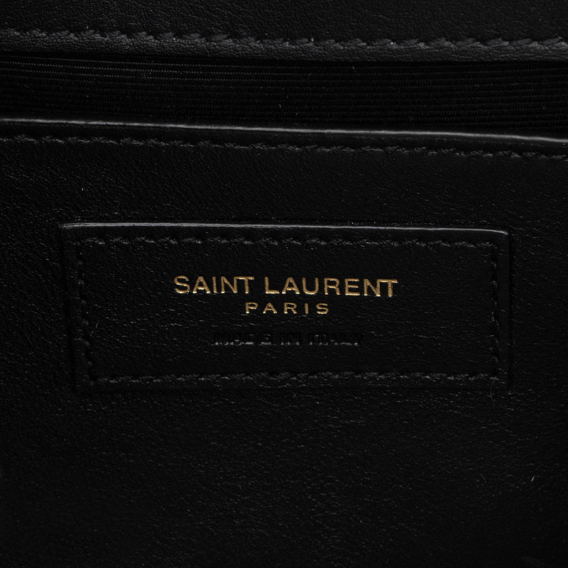 Saint Laurent 'small Monogram' Print Leather Wristlet In Dark