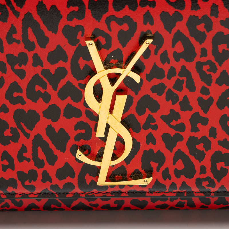 Saint Laurent Leopard Heart Print Leather Monogram Kate Small Shoulder Bag (SHF-V8CWAD)