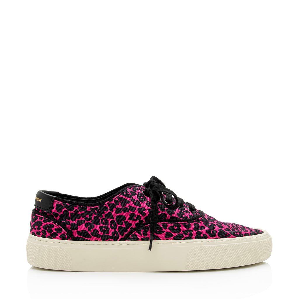 Saint Laurent Leopard Print Canvas Low Top Sneakers Size 7 37 SHF Z2qqxw