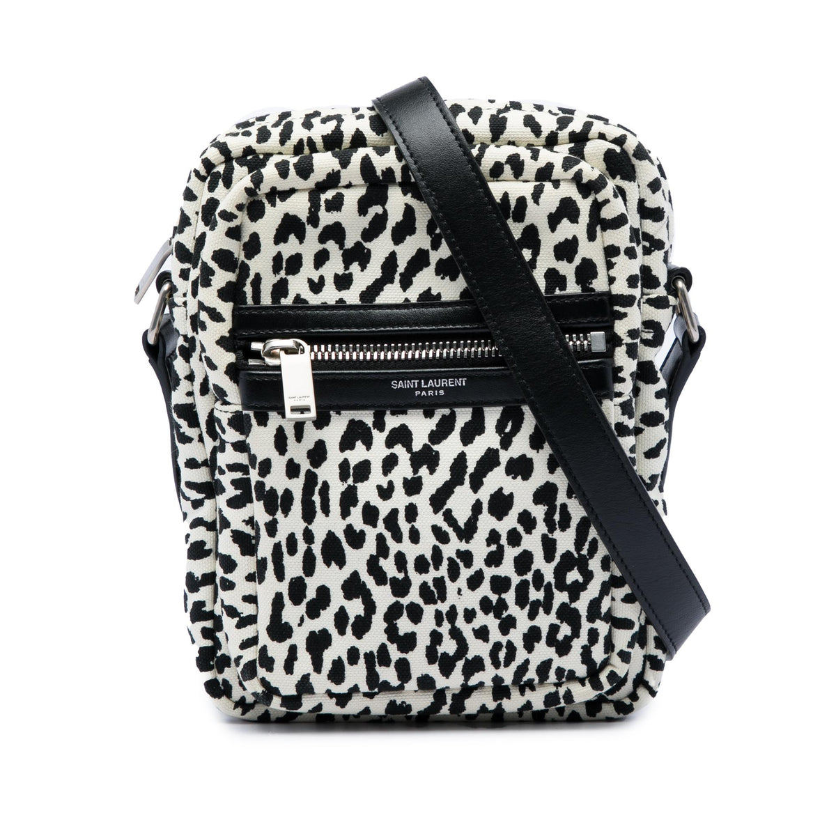Saint Laurent Leopard Print Canvas Sid Messenger Bag