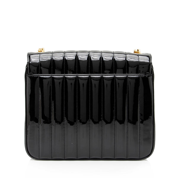 Saint Laurent Matalasse Patent Leather Monogram Vicky Large Shoulder B ...