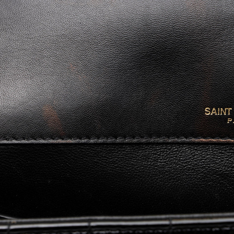Saint Laurent Patent Calfskin Matelasse Small Vicky Chain Bag Black