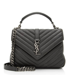Saint Laurent College Matelasse Lambskin Black-tone Large Black