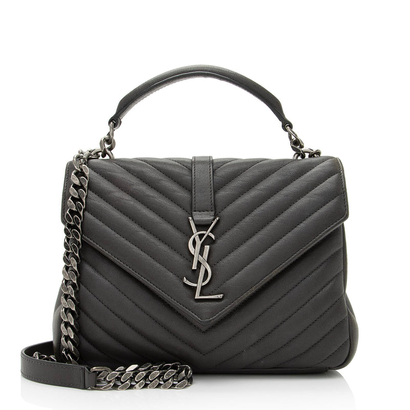 Saint Laurent Matelasse Calfskin Monogram College Medium Shoulder Bag (SHF-VVdWy3)