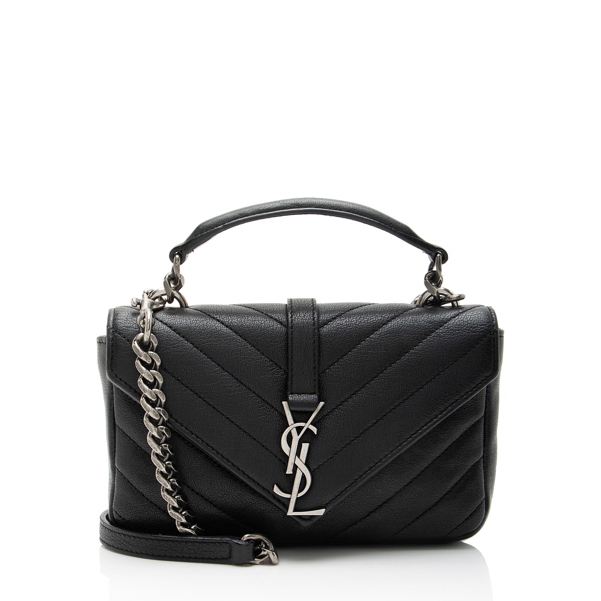 Saint Laurent Matelasse Calfskin Monogram College Mini Shoulder Bag