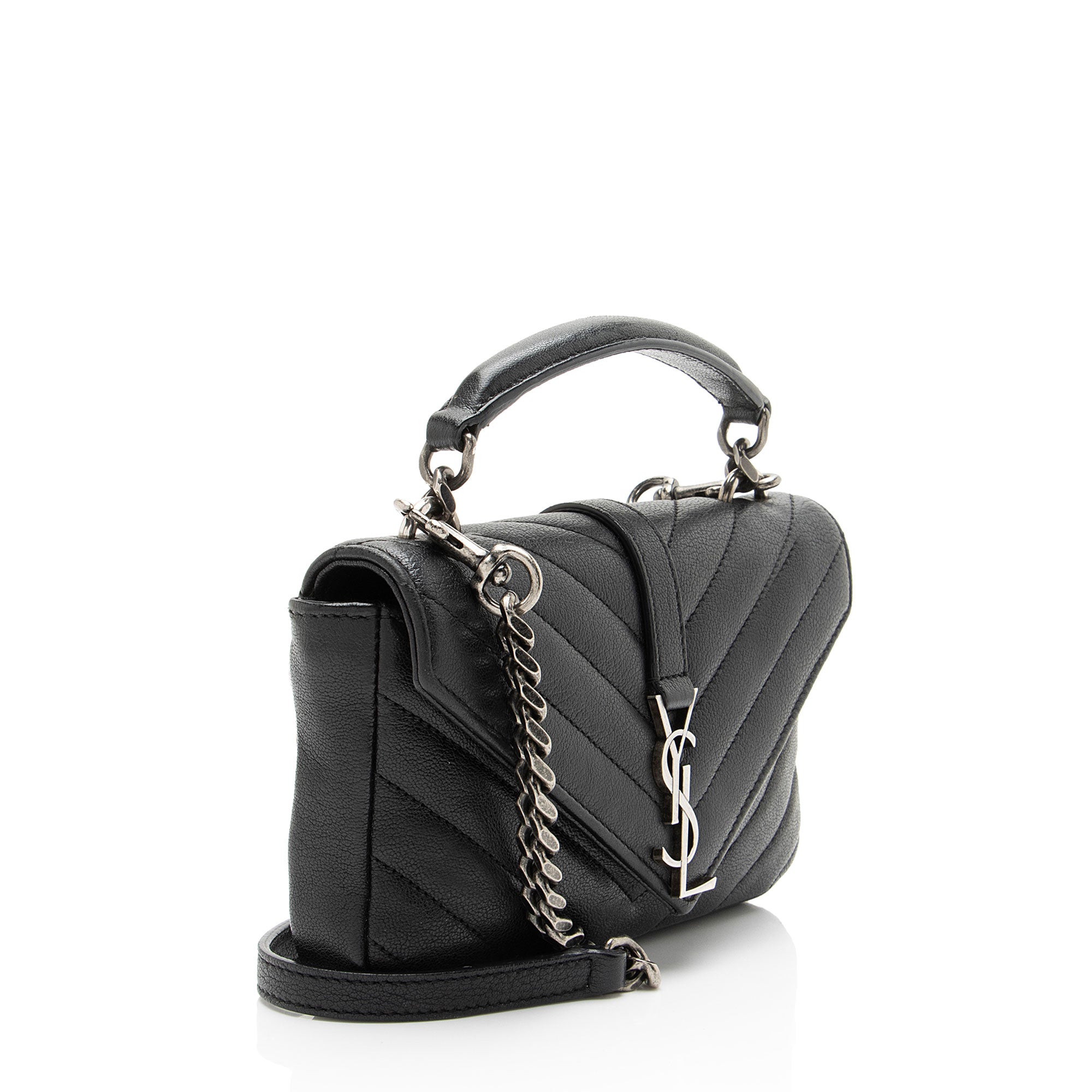 Saint Laurent Matelasse Calfskin Monogram College Mini Shoulder Bag