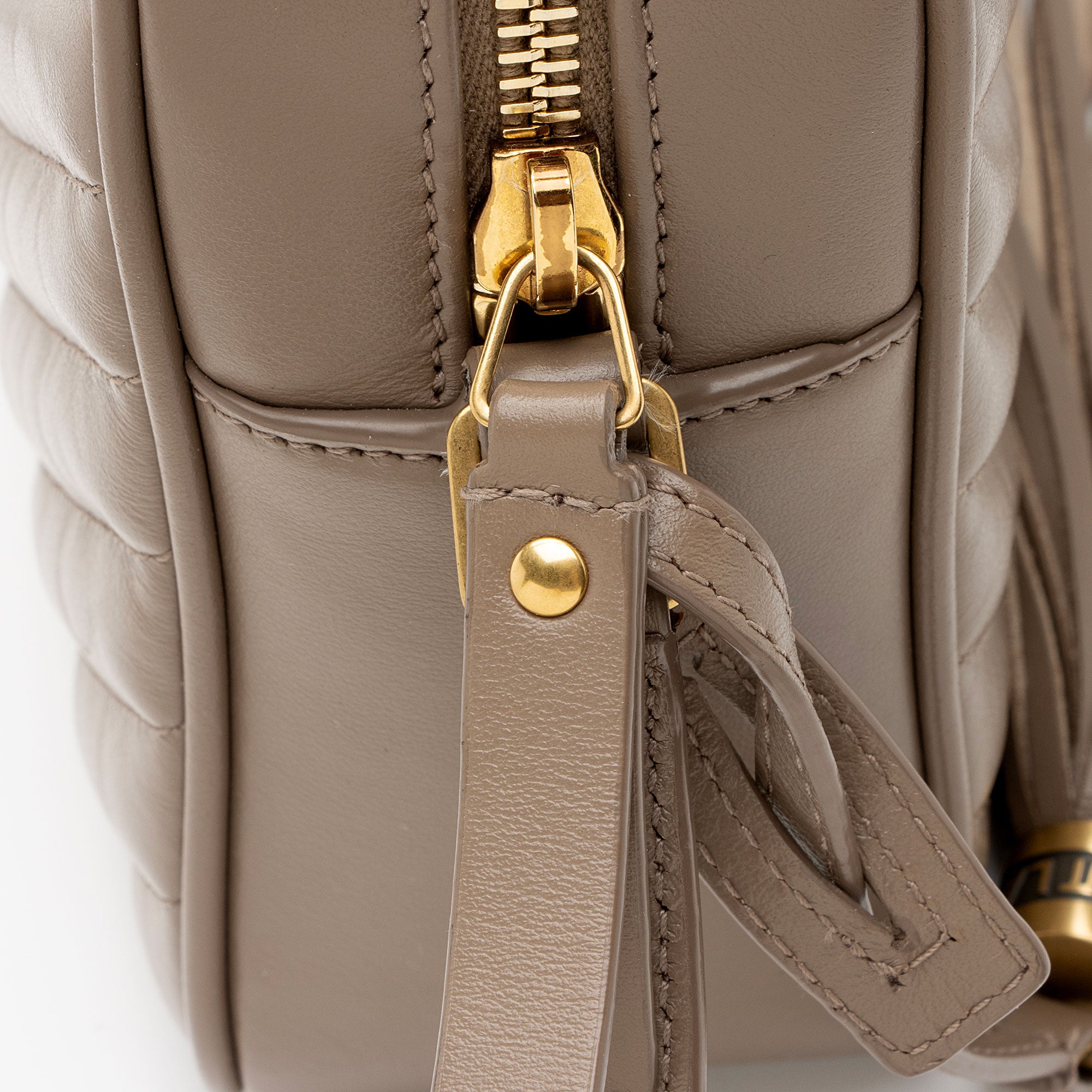 Dark Beige Saint Laurent Lou Matelasse Camera Bag Shoulder Bag