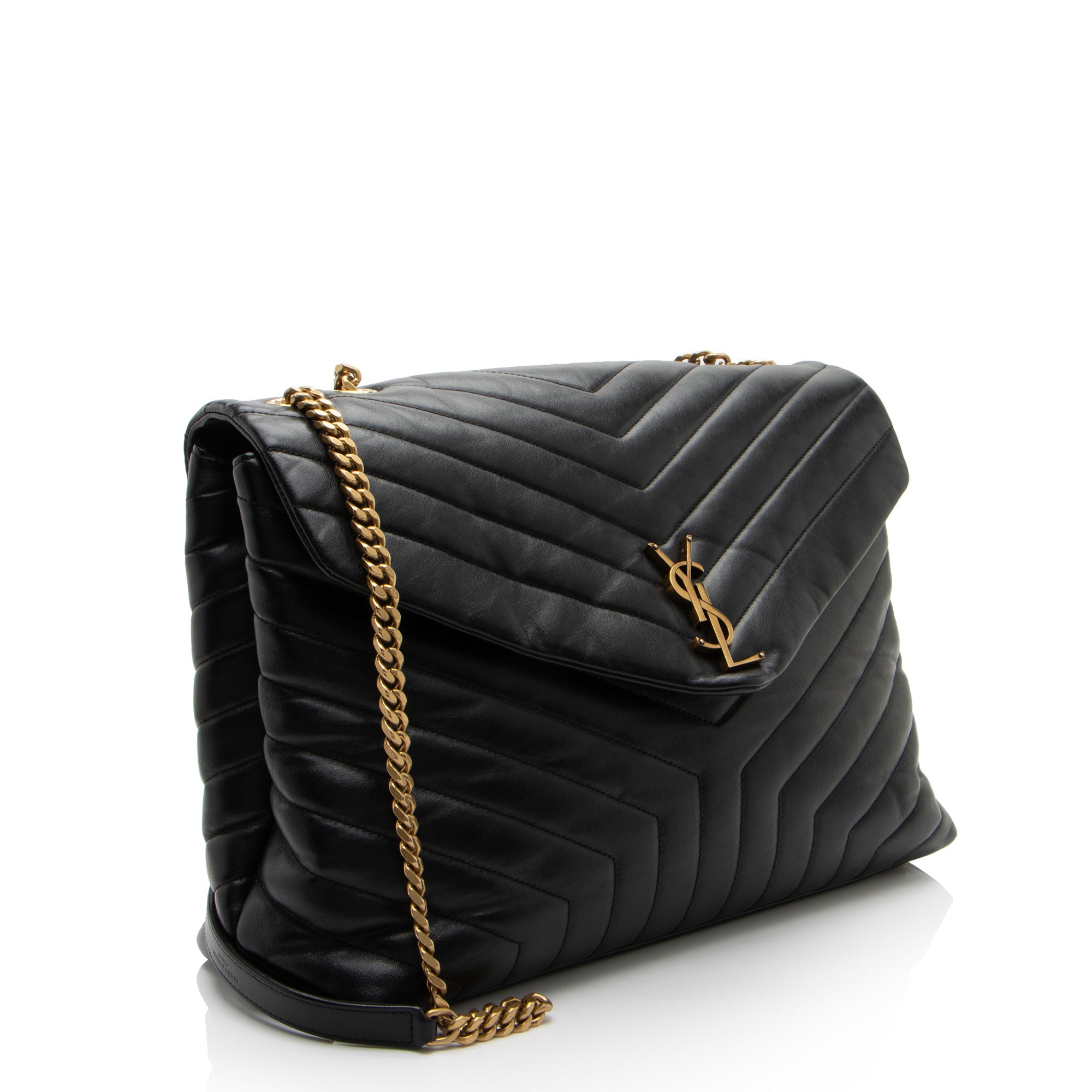 Saint Laurent Matelasse Calfskin Monogram LouLou Chain Large Shoulder Bag
