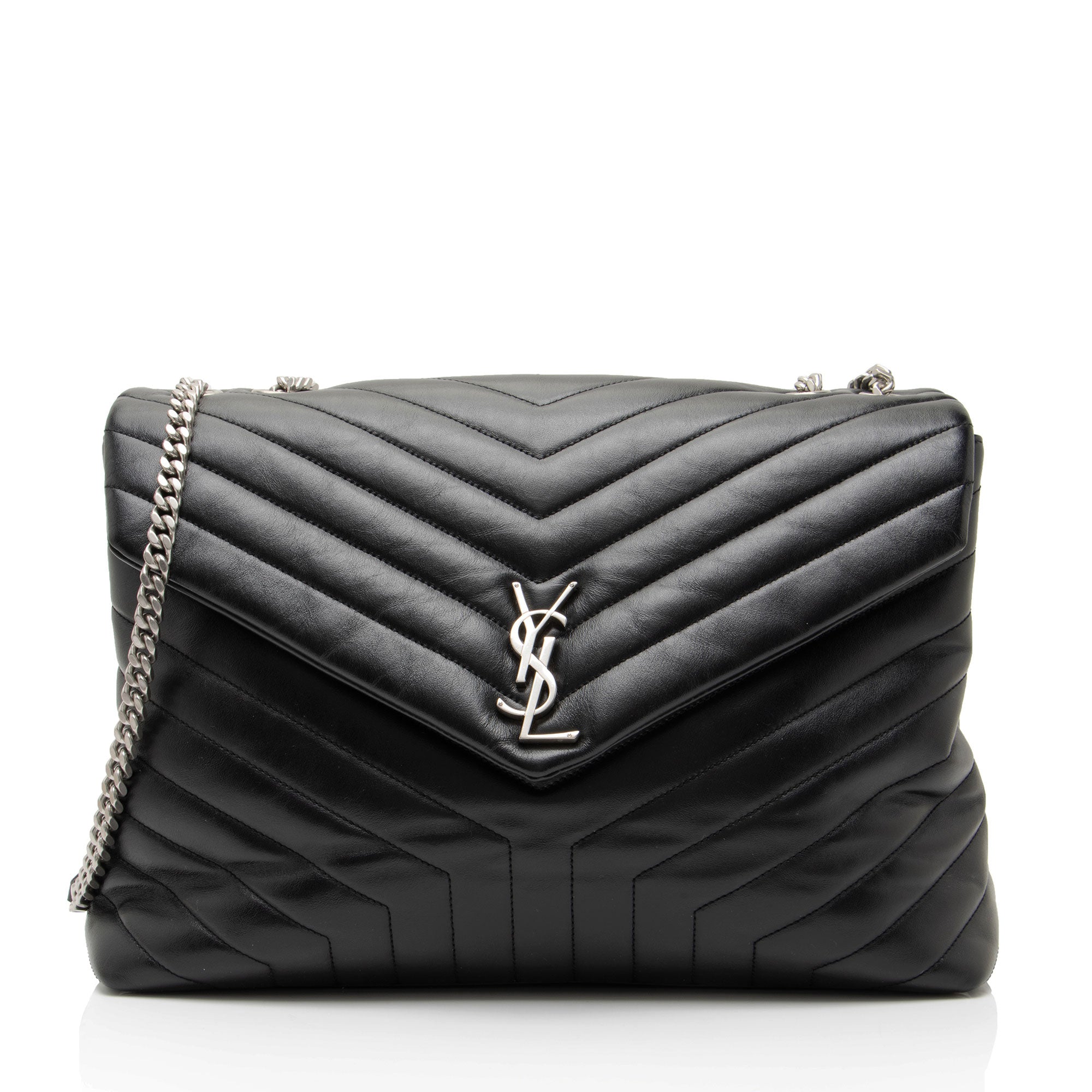 Saint Laurent Matelasse Calfskin Monogram LouLou Chain Large Shoulder Bag