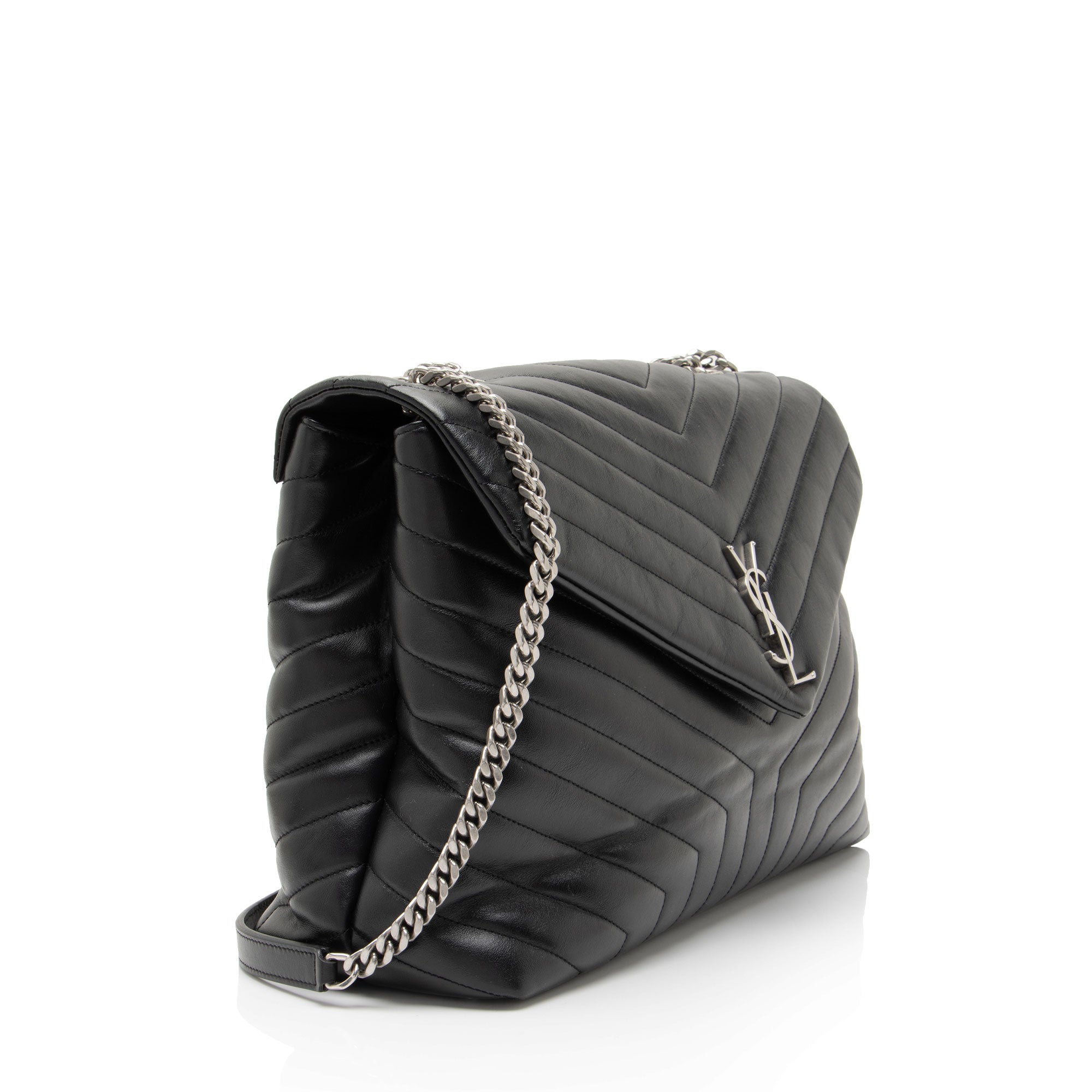Saint Laurent Matelasse Calfskin Monogram LouLou Chain Large Shoulder Bag