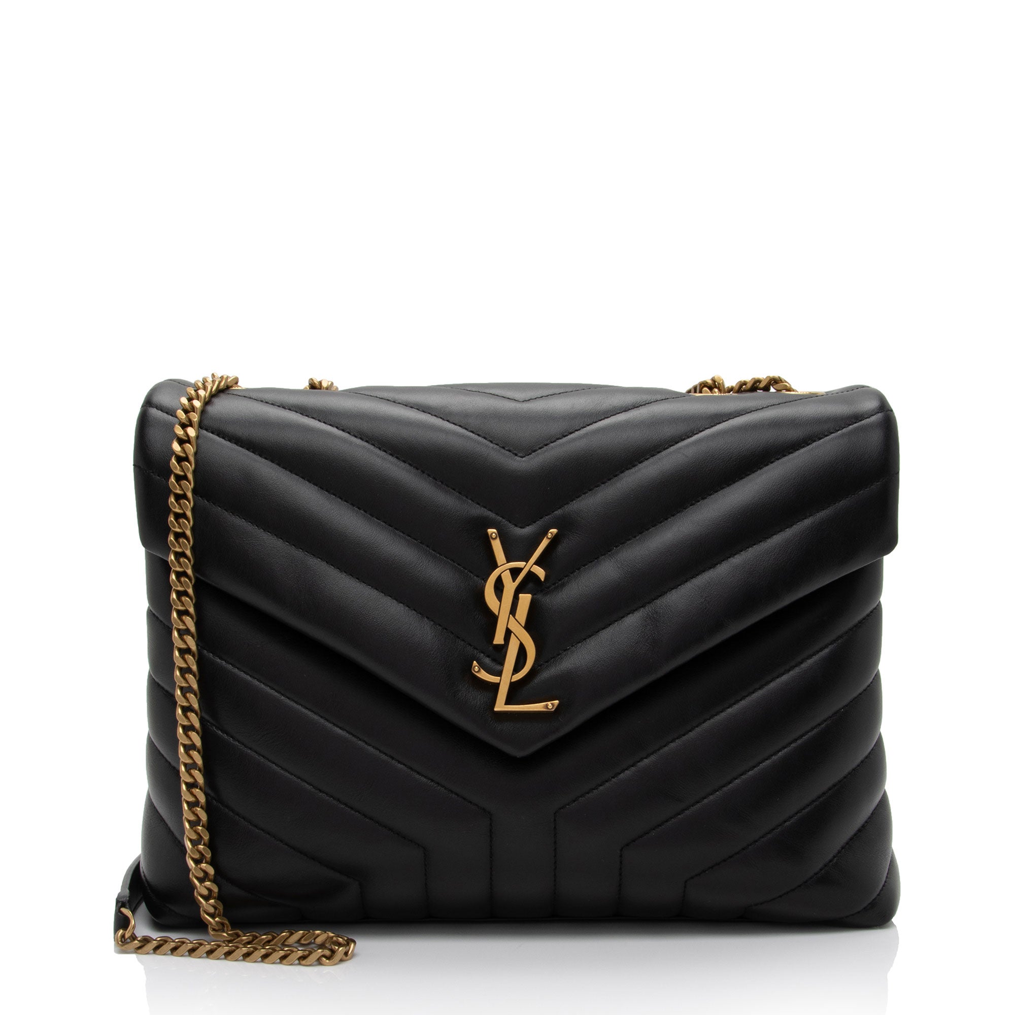 Saint Laurent Matelasse Calfskin Monogram LouLou Chain Medium Shoulder Bag (SHF-uqtKvy)