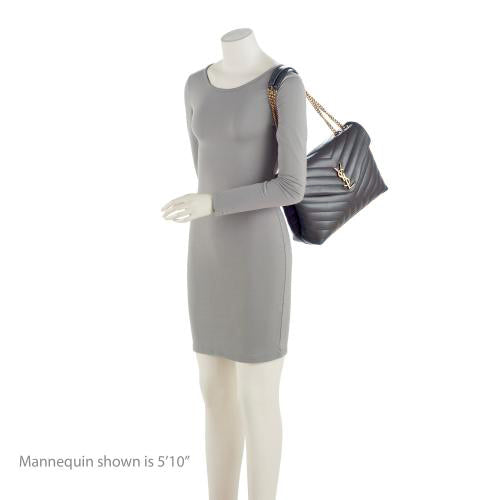 Saint Laurent Matelasse Calfskin Monogram LouLou Chain Medium Shoulder Bag (SHF-Q1vmZO)