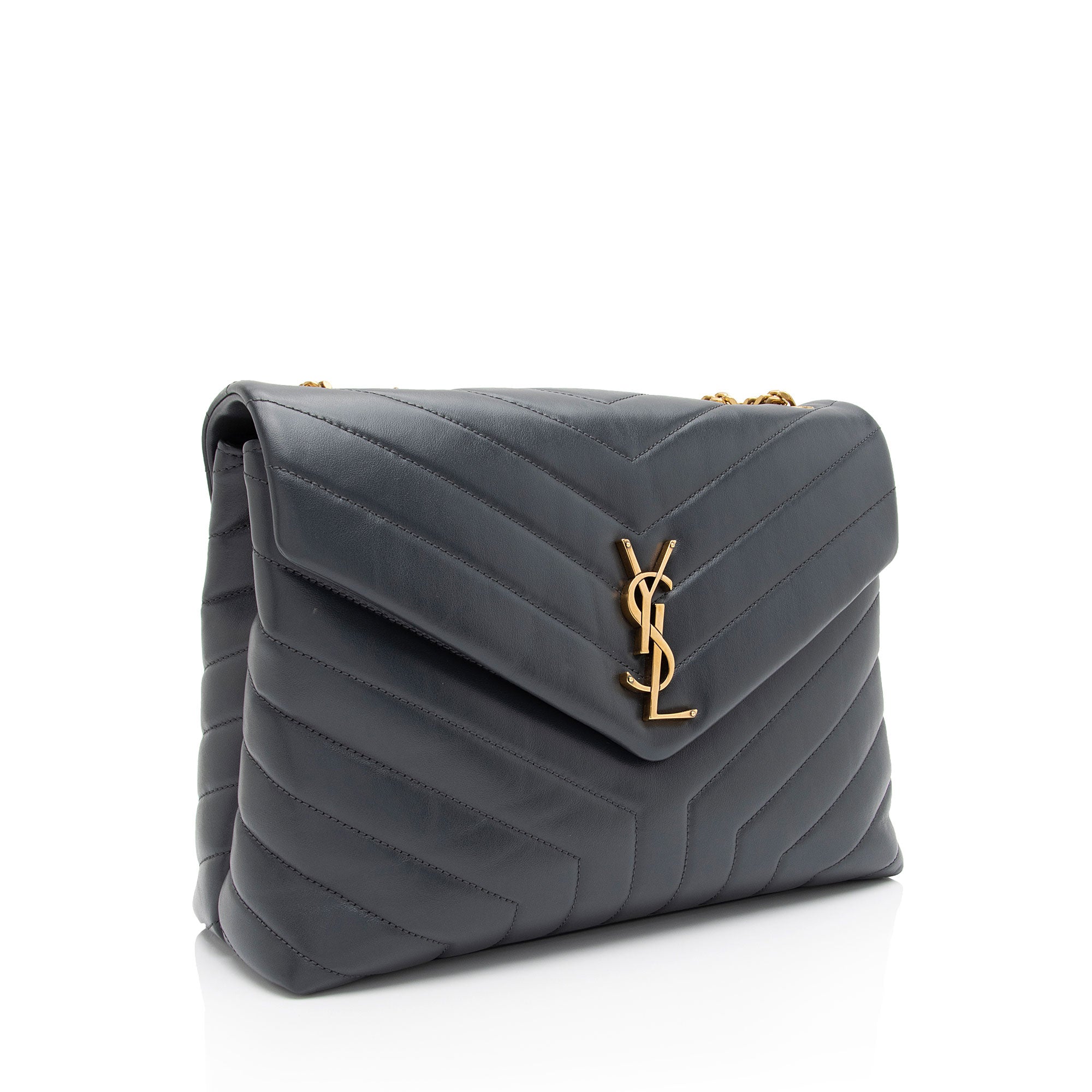 Saint Laurent Matelasse Calfskin Monogram LouLou Chain Medium Shoulder Bag (SHF-Q1vmZO)