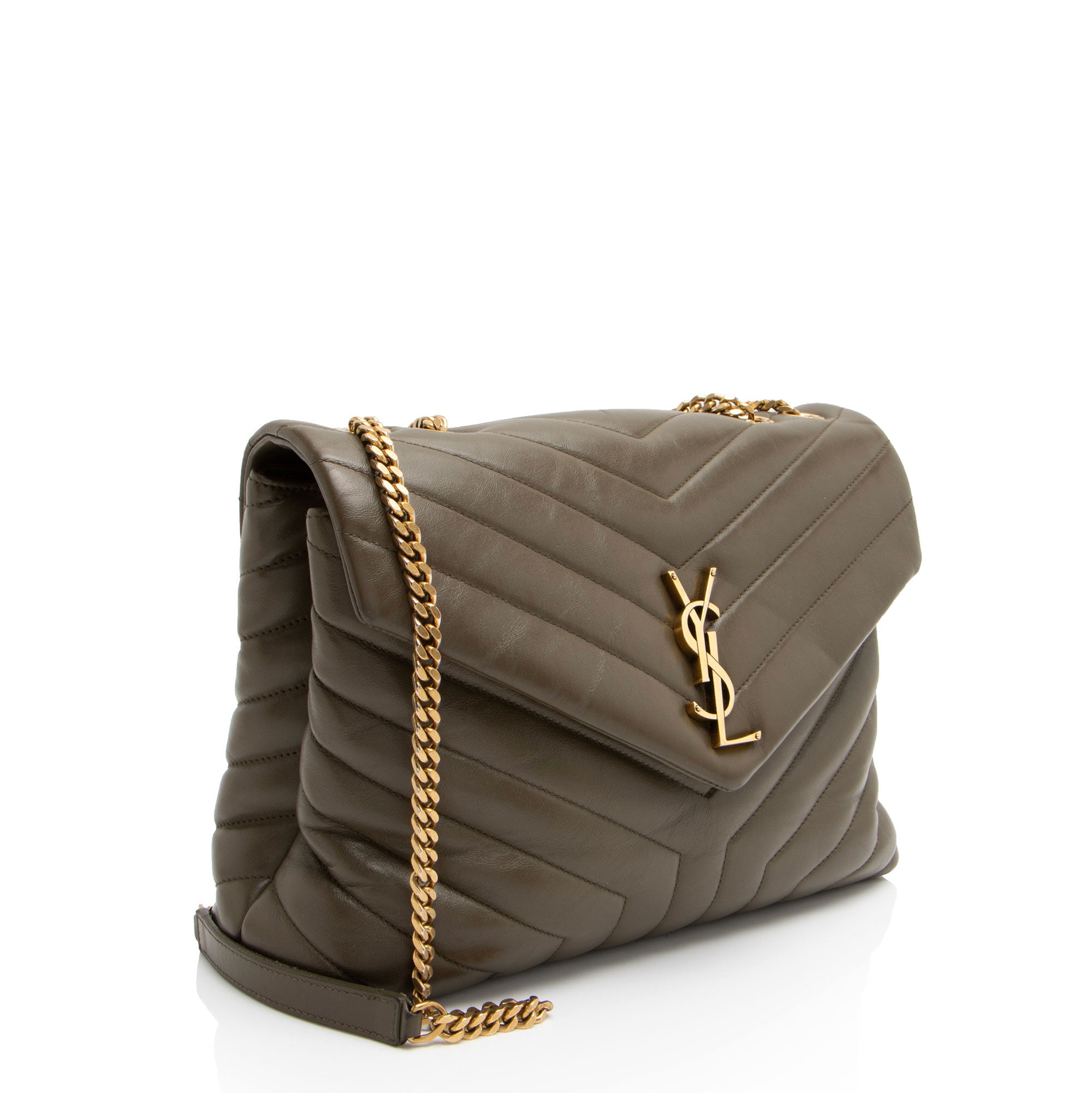 Saint Laurent Matelasse Calfskin Monogram LouLou Chain Medium Shoulder Bag (SHF-Tz5A5L)